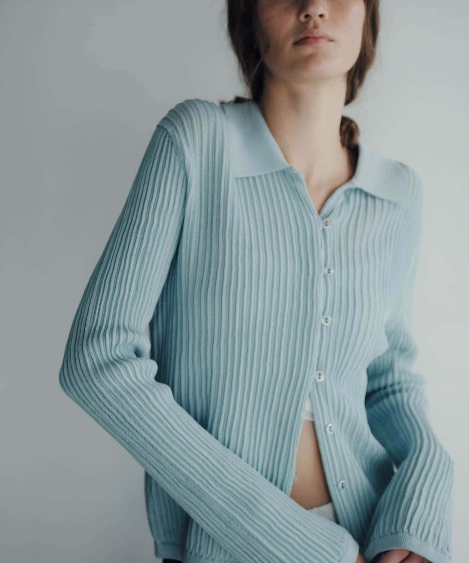 SHENERY(シーナリー) Pasterip Polo knit summer cardigan