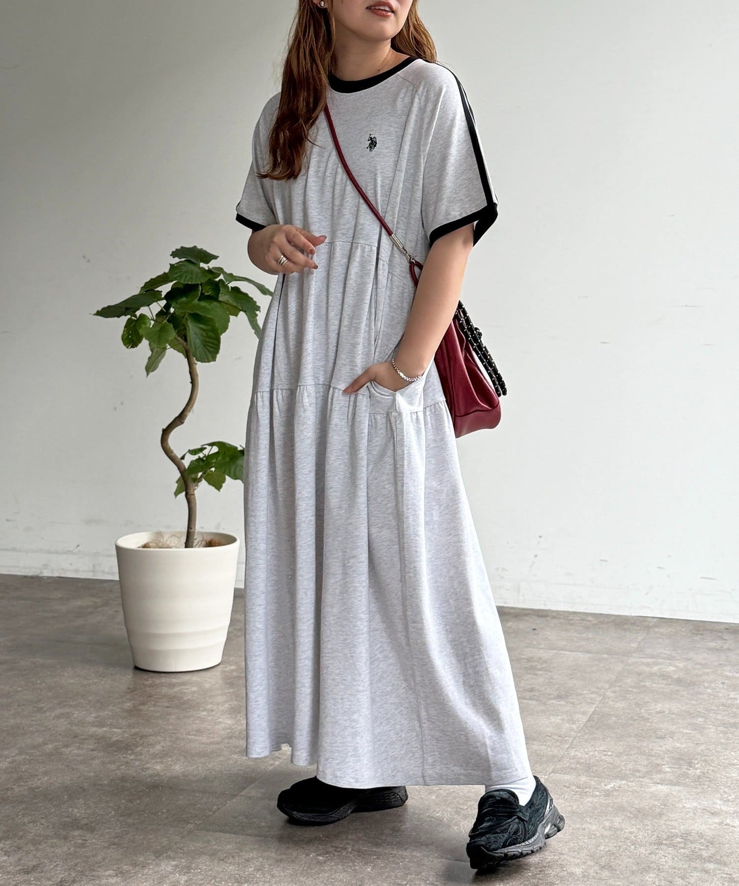 CPCM(シーピーシーエム) 【U.S. POLO ASSN.】半袖ティアードワンピース