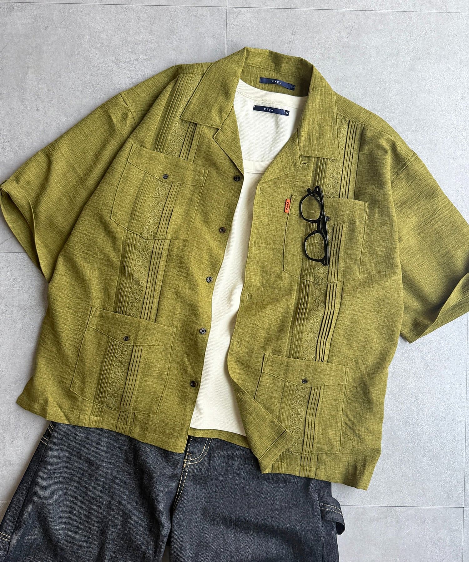 CPCM(シーピーシーエム) 花刺繍キューバシャツ