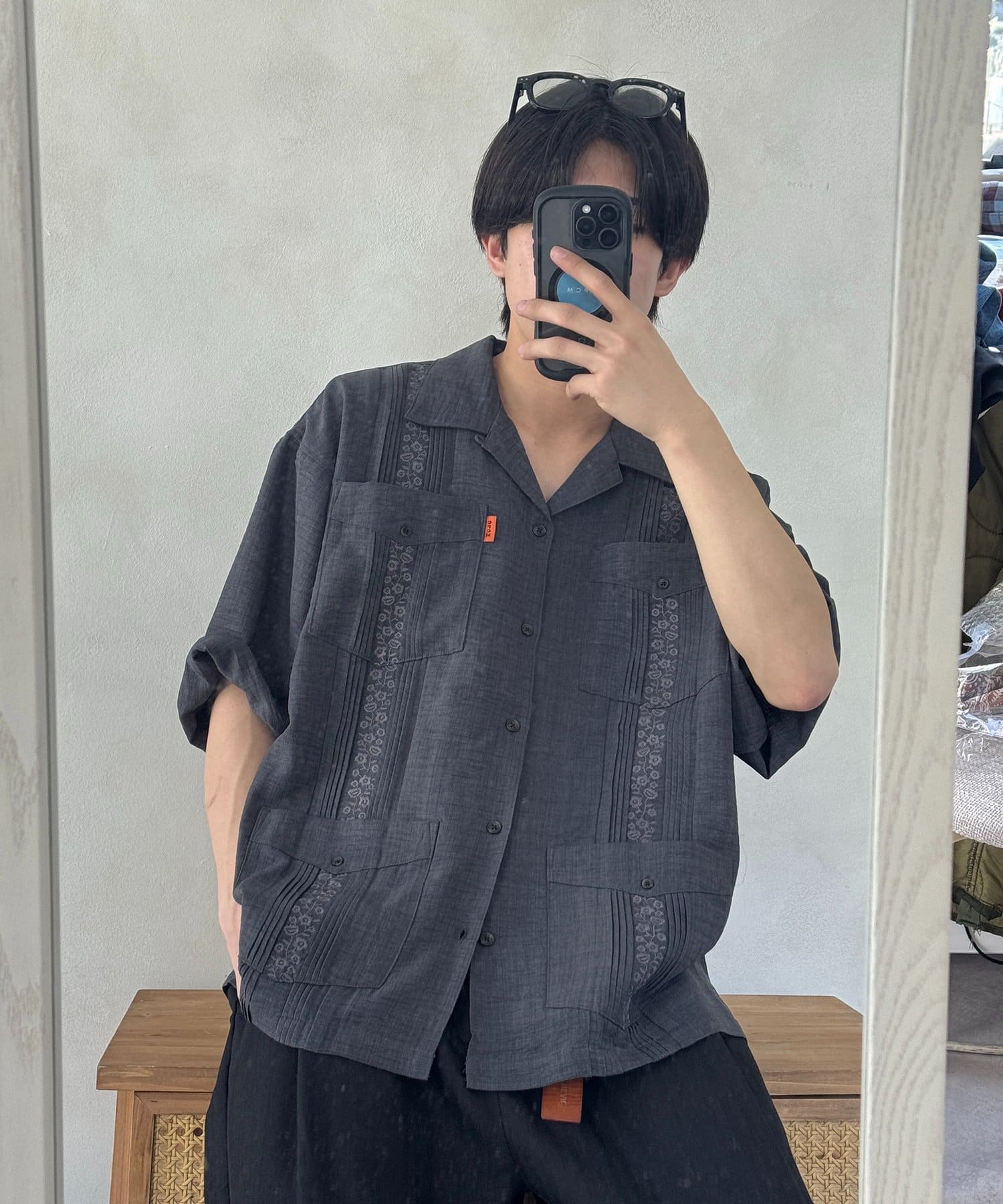 CPCM(シーピーシーエム) 花刺繍キューバシャツ