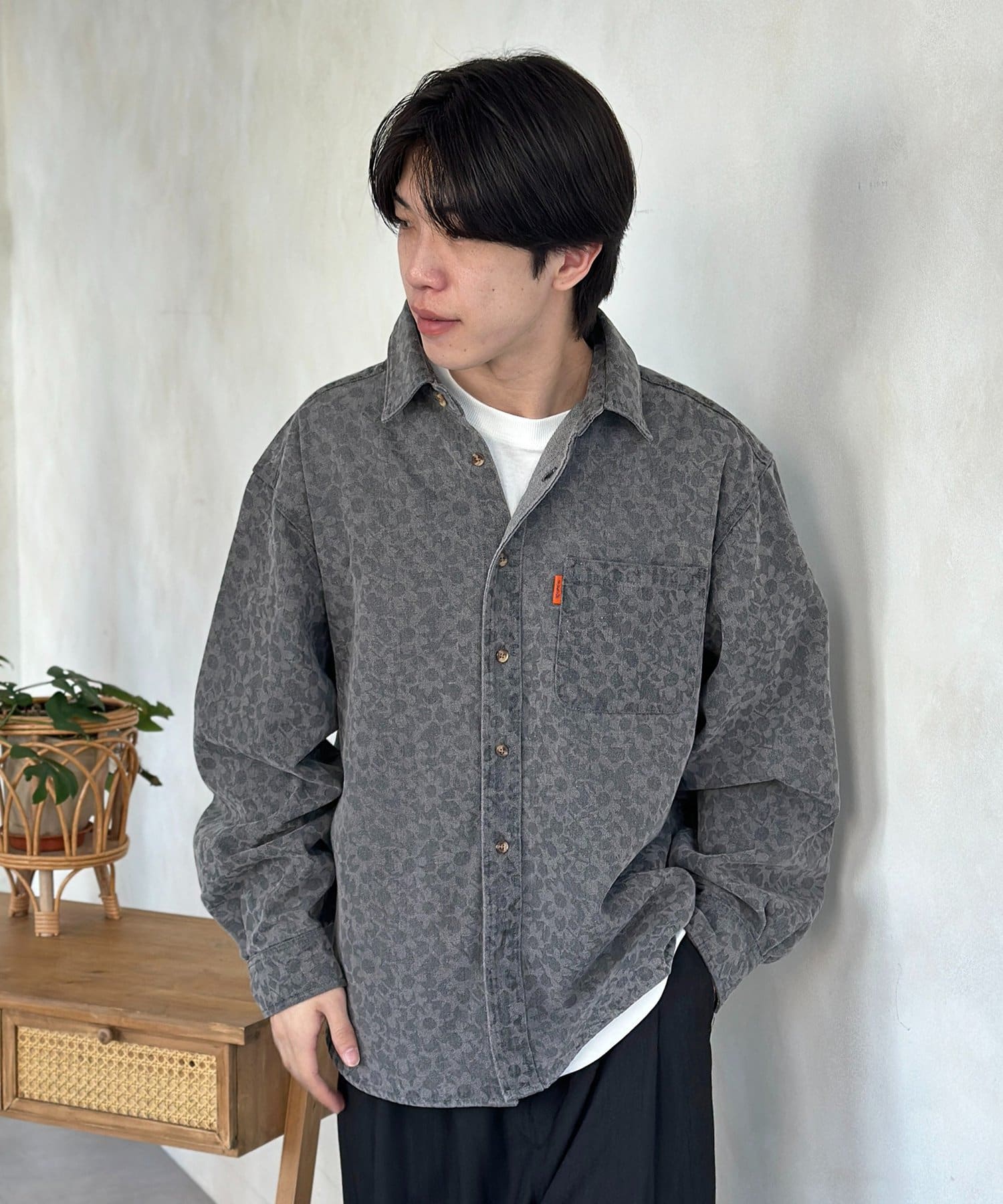 CPCM(シーピーシーエム) フラワージャガードデニムシャツ