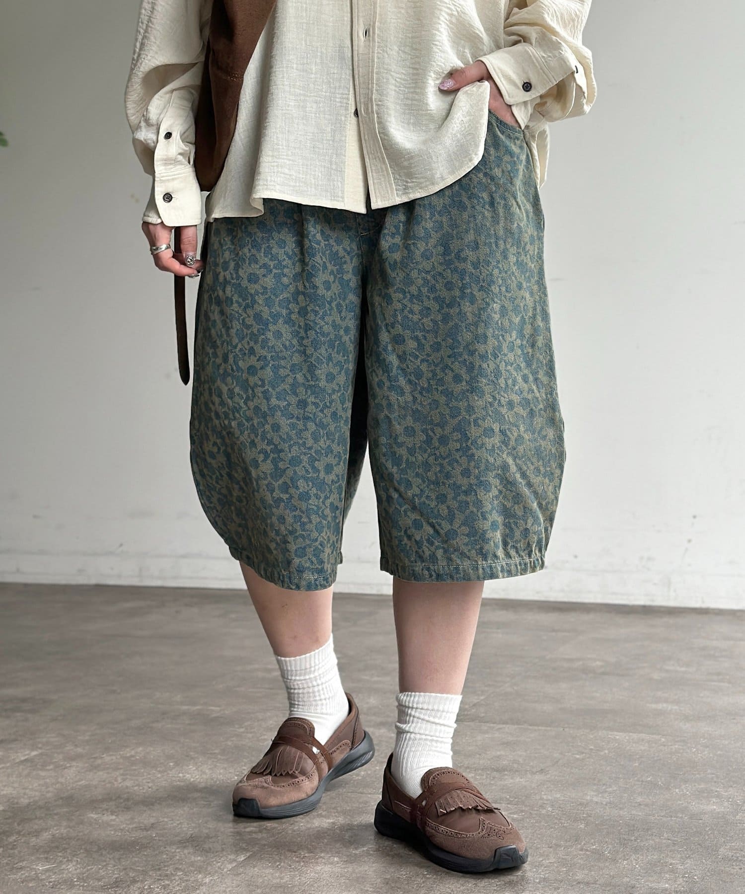 CPCM(シーピーシーエム) フラワージャガードデニムショーツ