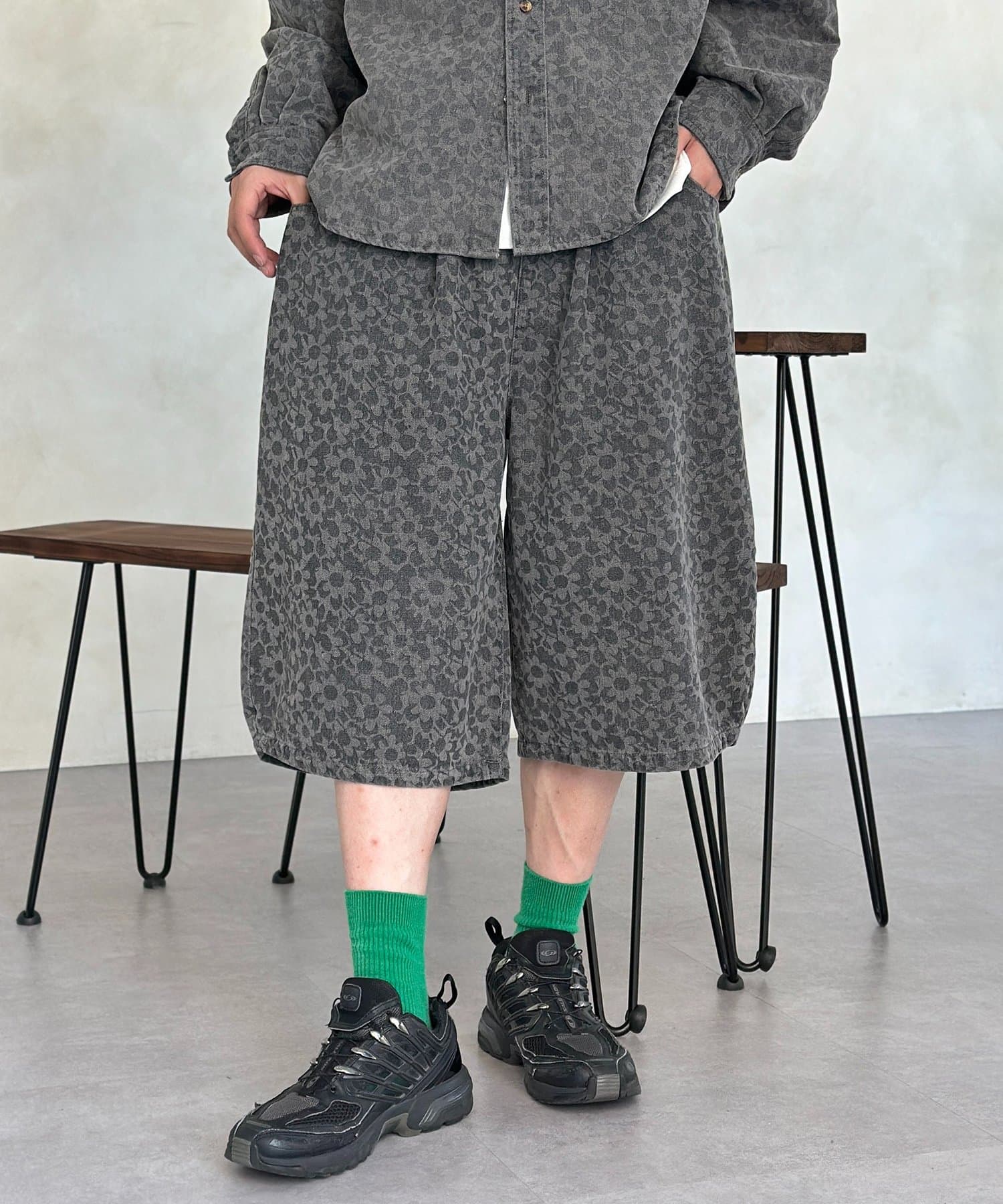 CPCM(シーピーシーエム) フラワージャガードデニムショーツ