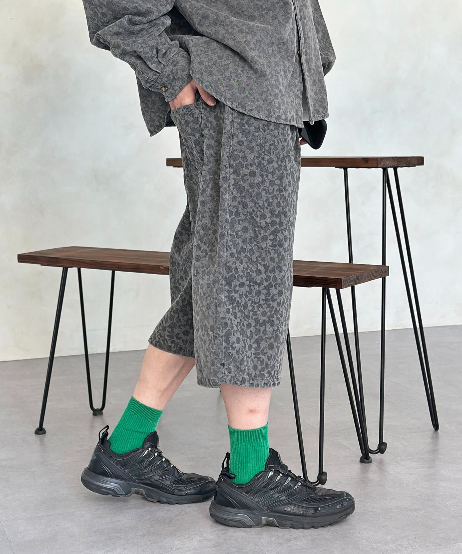 CPCM(シーピーシーエム) フラワージャガードデニムショーツ