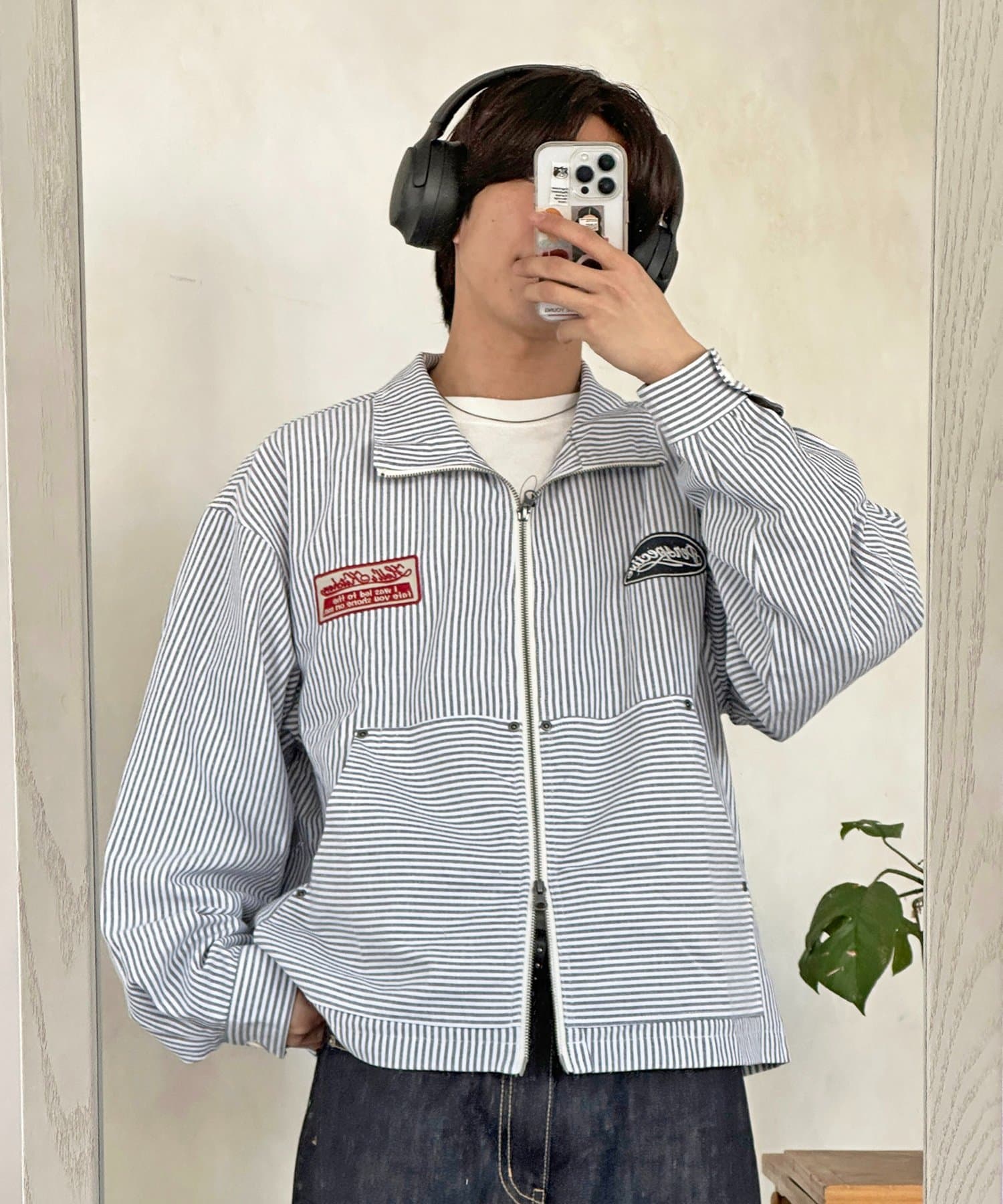 CPCM(シーピーシーエム) ストライプワークシャツジャケット