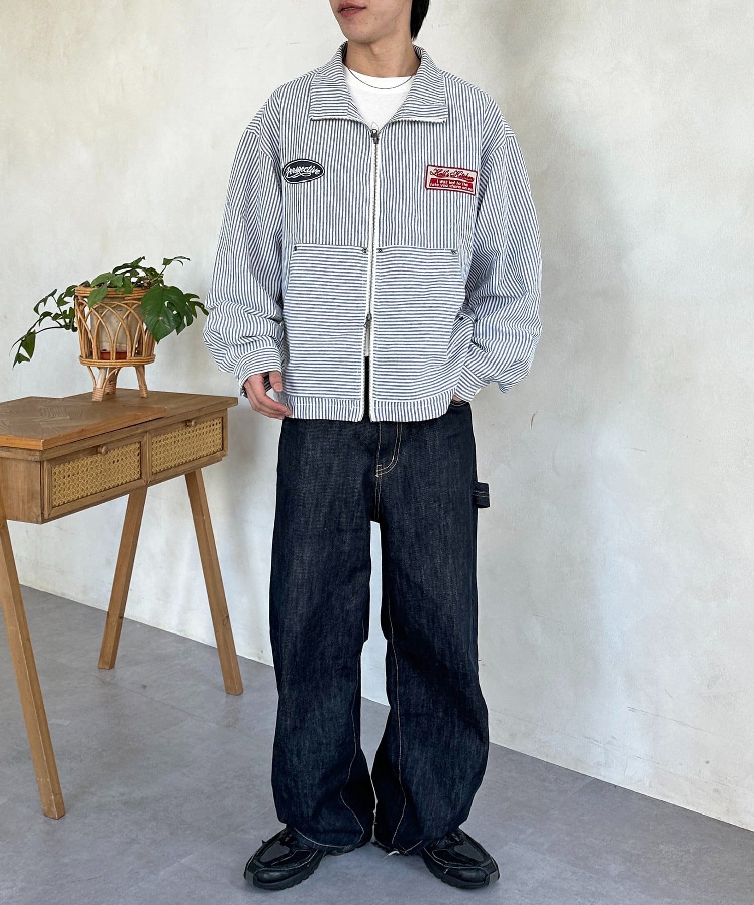 CPCM(シーピーシーエム) ストライプワークシャツジャケット