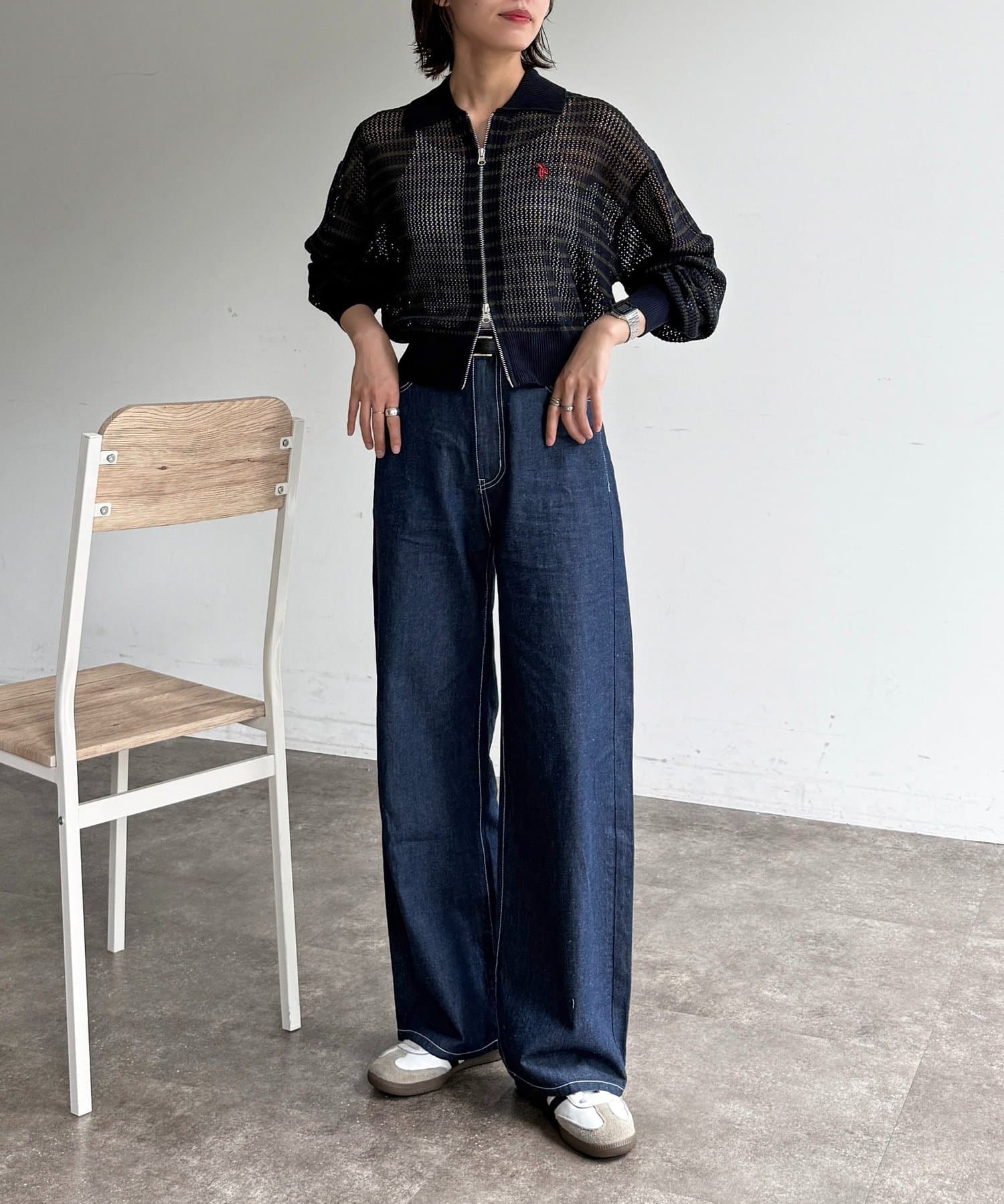 CPCM(シーピーシーエム) 【U.S. POLO ASSN.】襟付きメッシュカーディガン