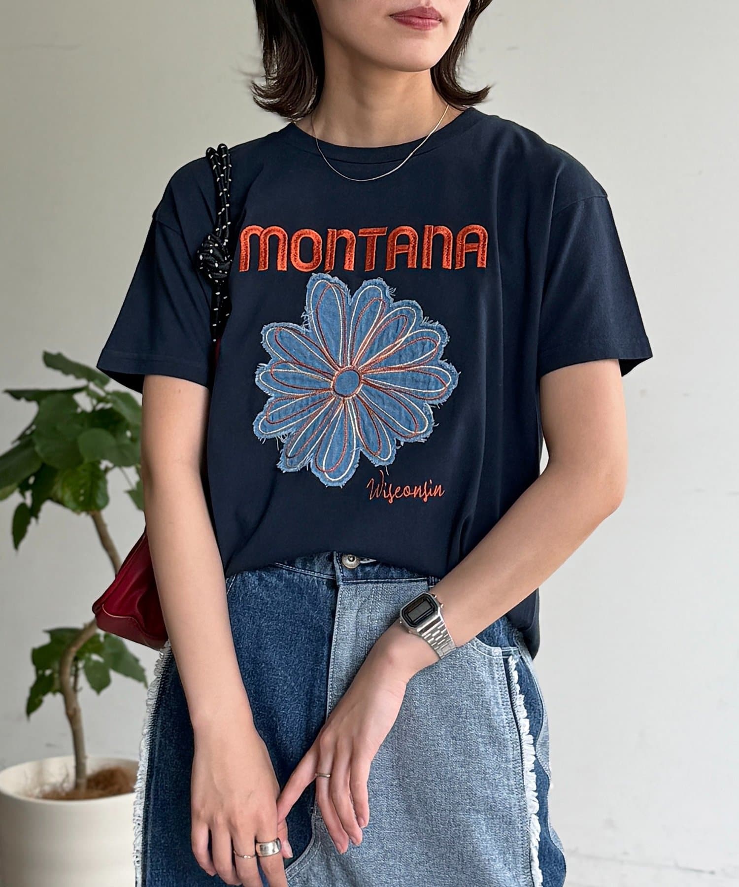 CPCM(シーピーシーエム) デニムアップリケコンパクトT