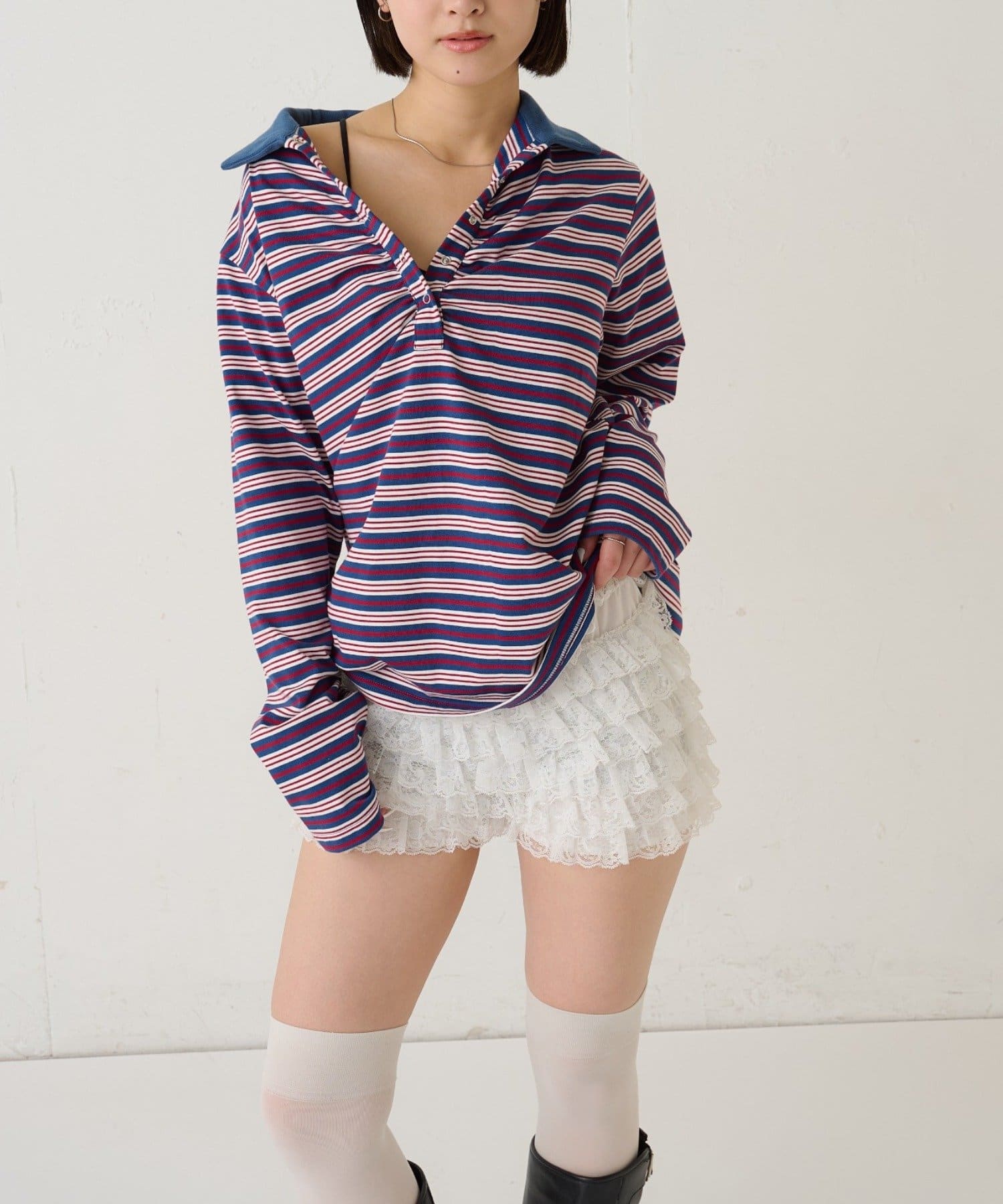 WHO’S WHO gallery(フーズフーギャラリー) マルチボーダーギャザーポロ