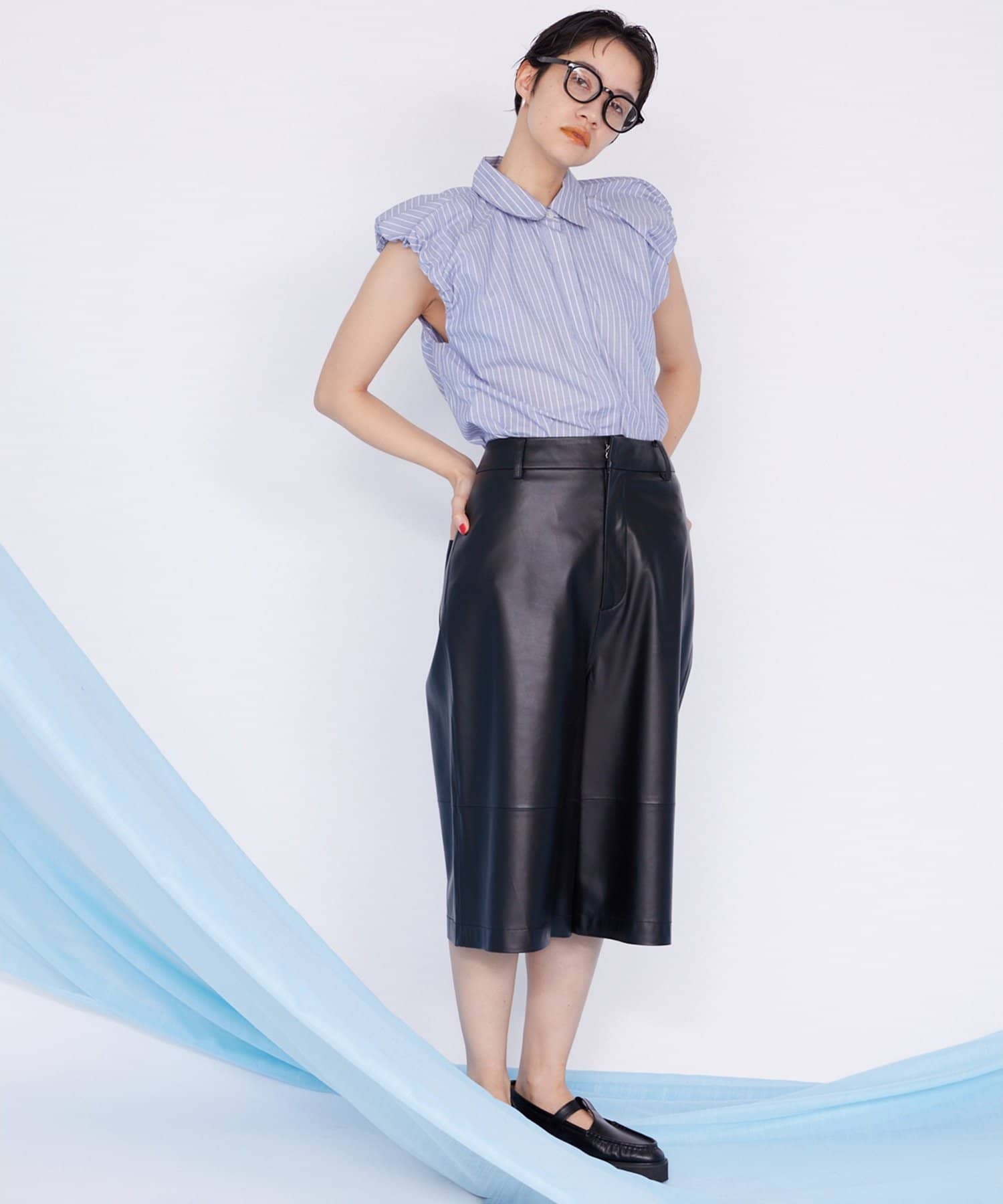 Whim Gazette(ウィム ガゼット) ＜3/19インスタLIVEご紹介アイテム＞【THE PAUSE】袖ギャザーノースリーブシャツ