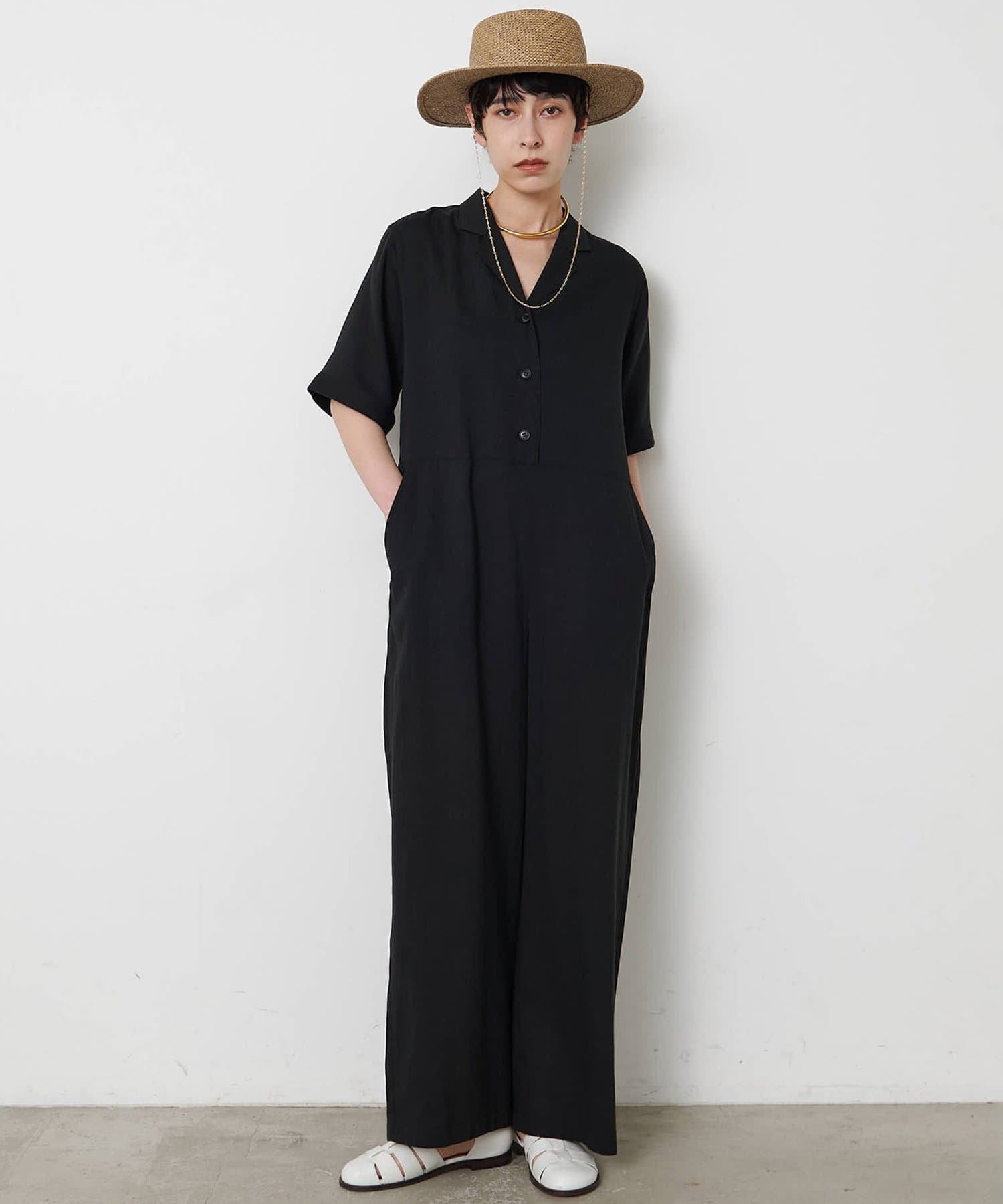 Whim Gazette(ウィム ガゼット) 【THE PAUSE】リネン混カイキンジャンプスーツ