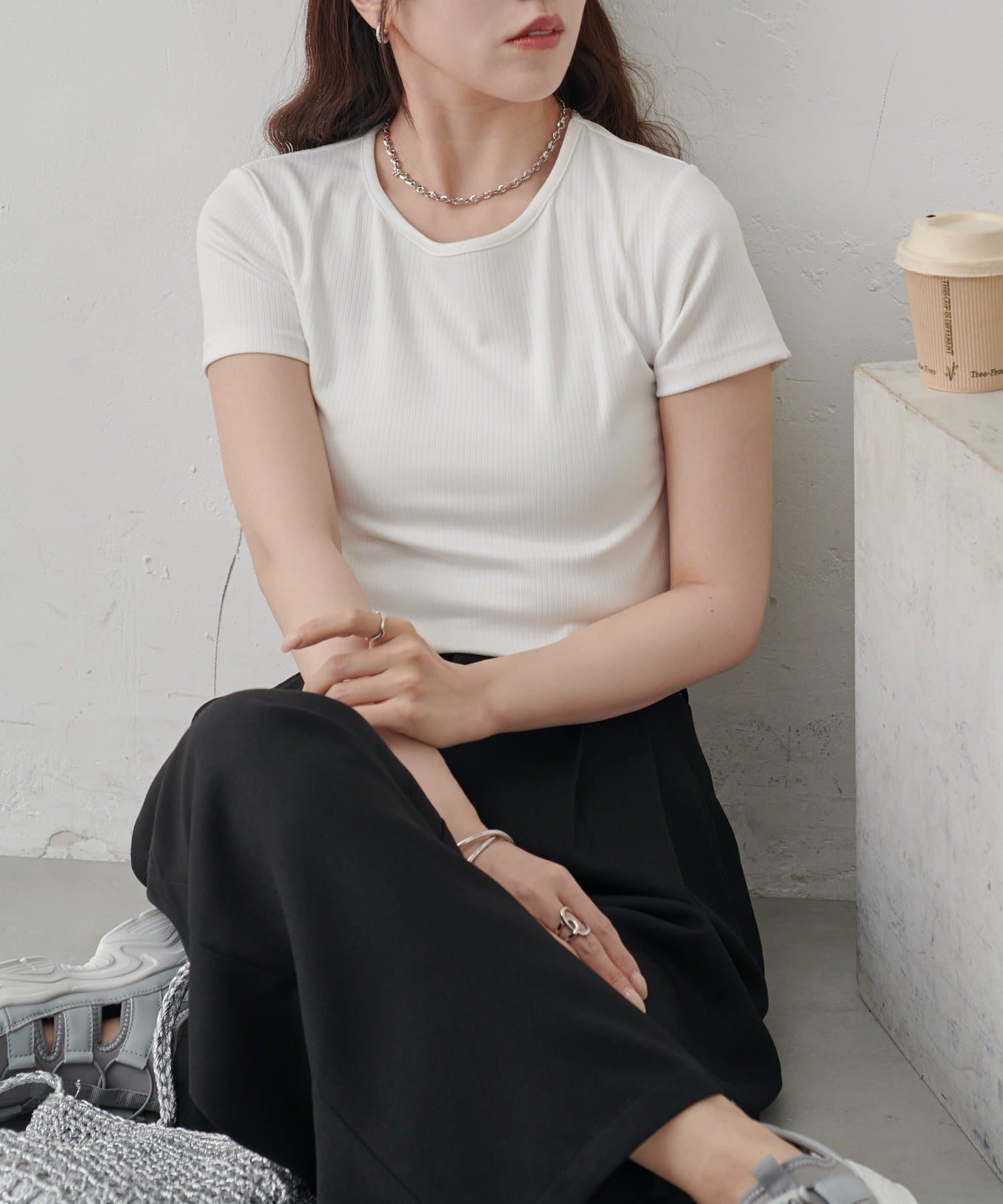 COLONY 2139(コロニー トゥーワンスリーナイン) 多機能やわらかリブ半袖Tシャツ