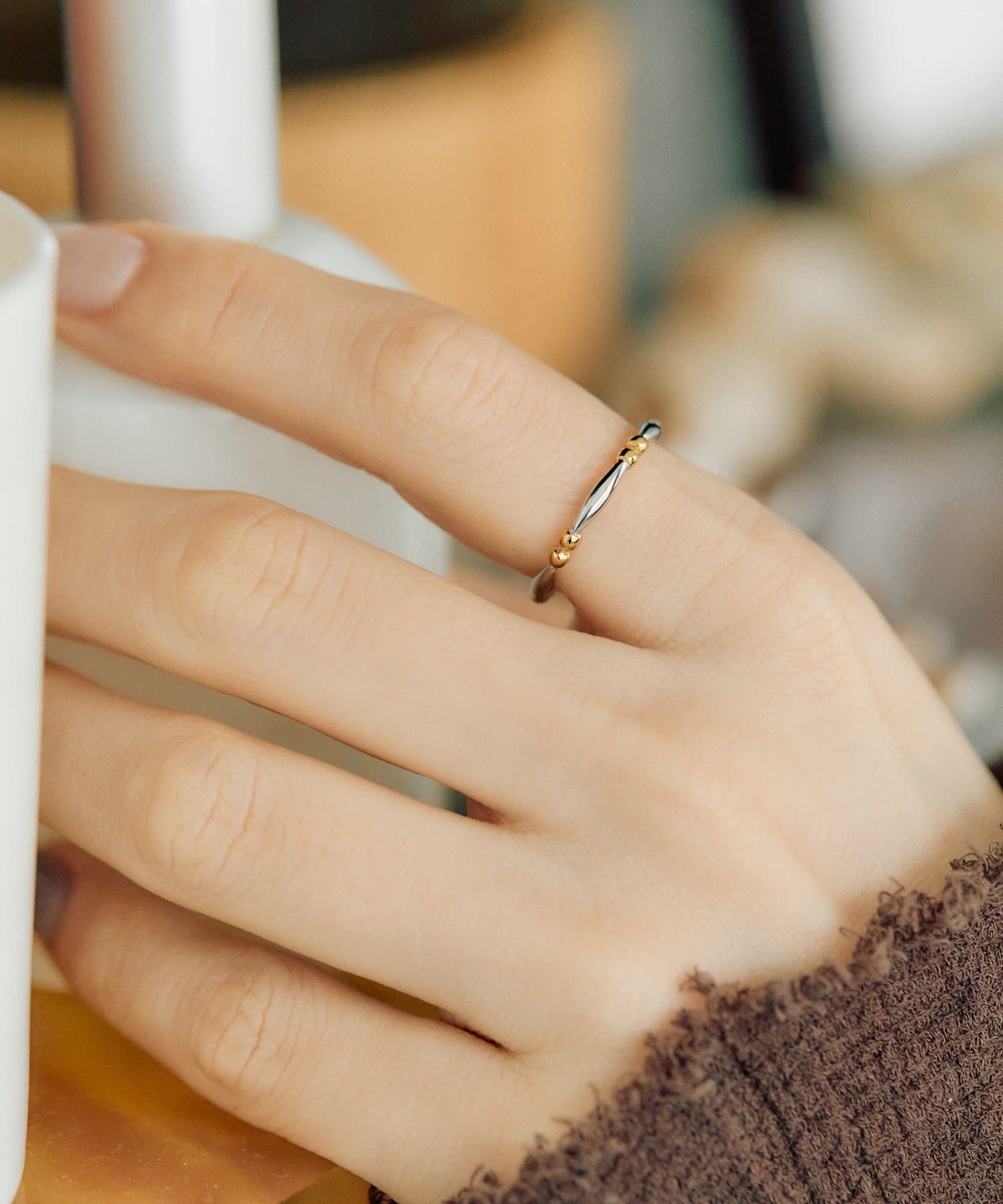 ear PAPILLONNER(イア パピヨネ) 《金属アレルギー対応/ステンレス》バイカラーピースリング