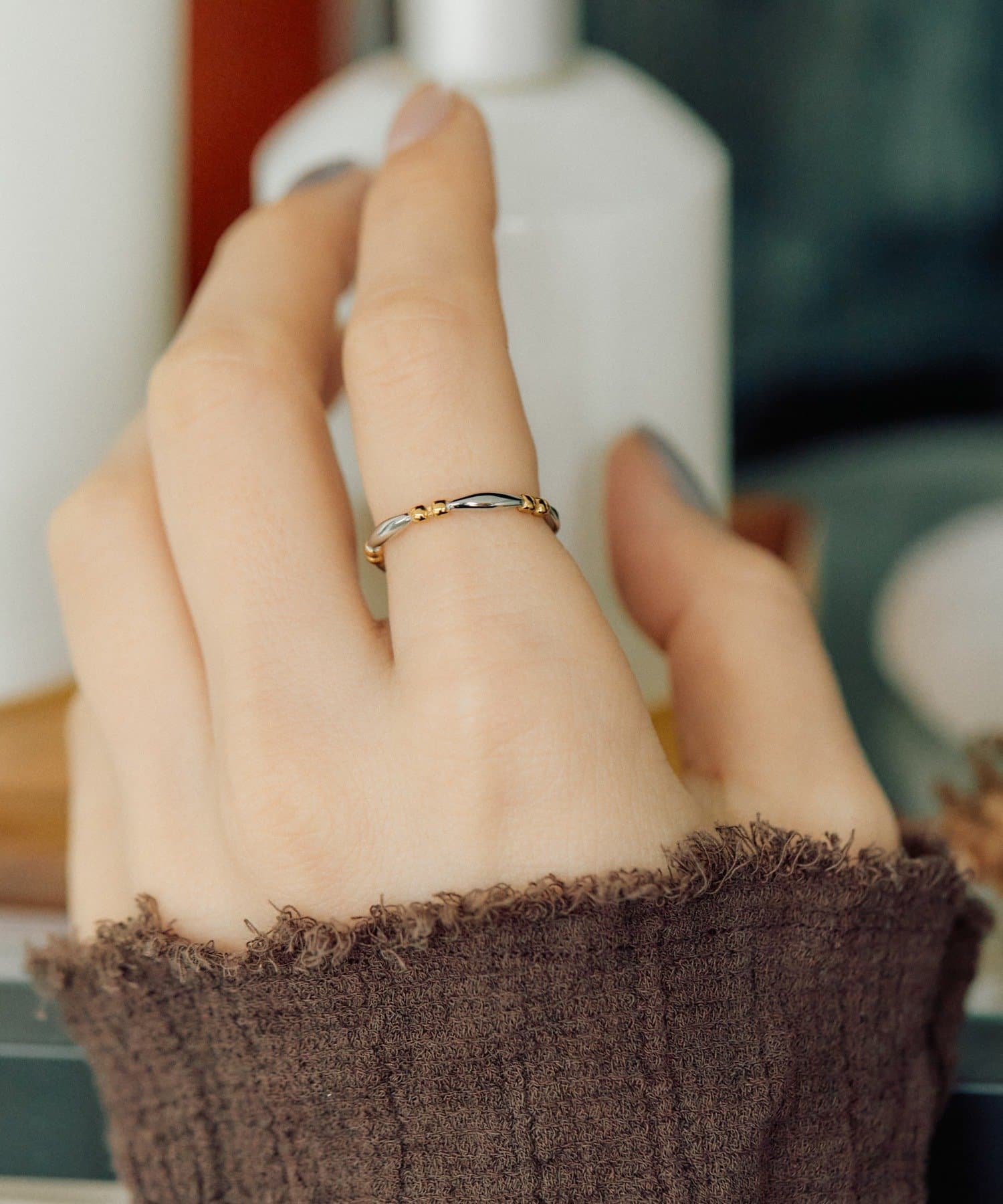 ear PAPILLONNER(イア パピヨネ) 《金属アレルギー対応/ステンレス》バイカラーピースリング