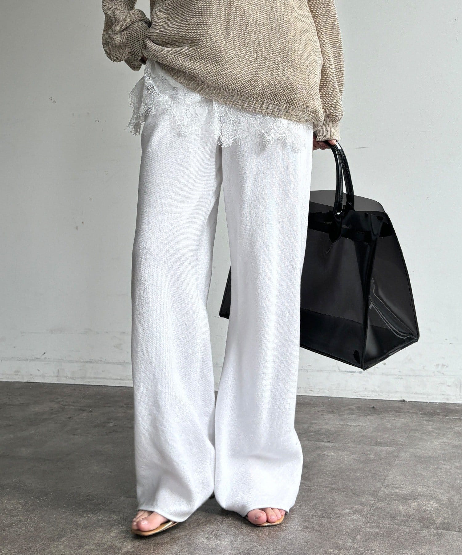 DOUDOU(ドゥドゥ) リネンバイヤスパンツ