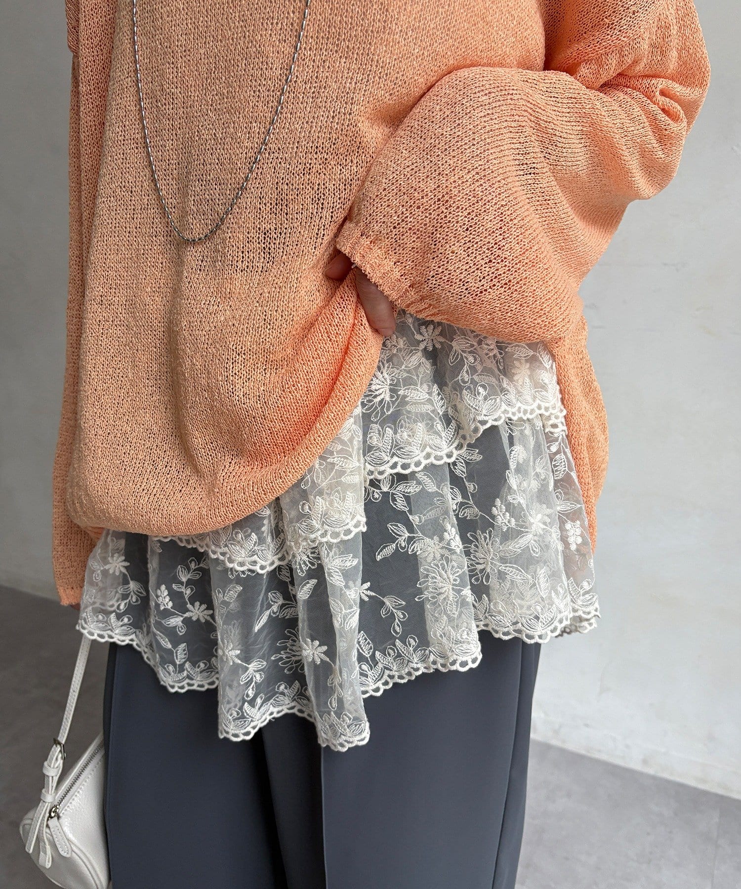 DOUDOU(ドゥドゥ) レースティアードキャミ