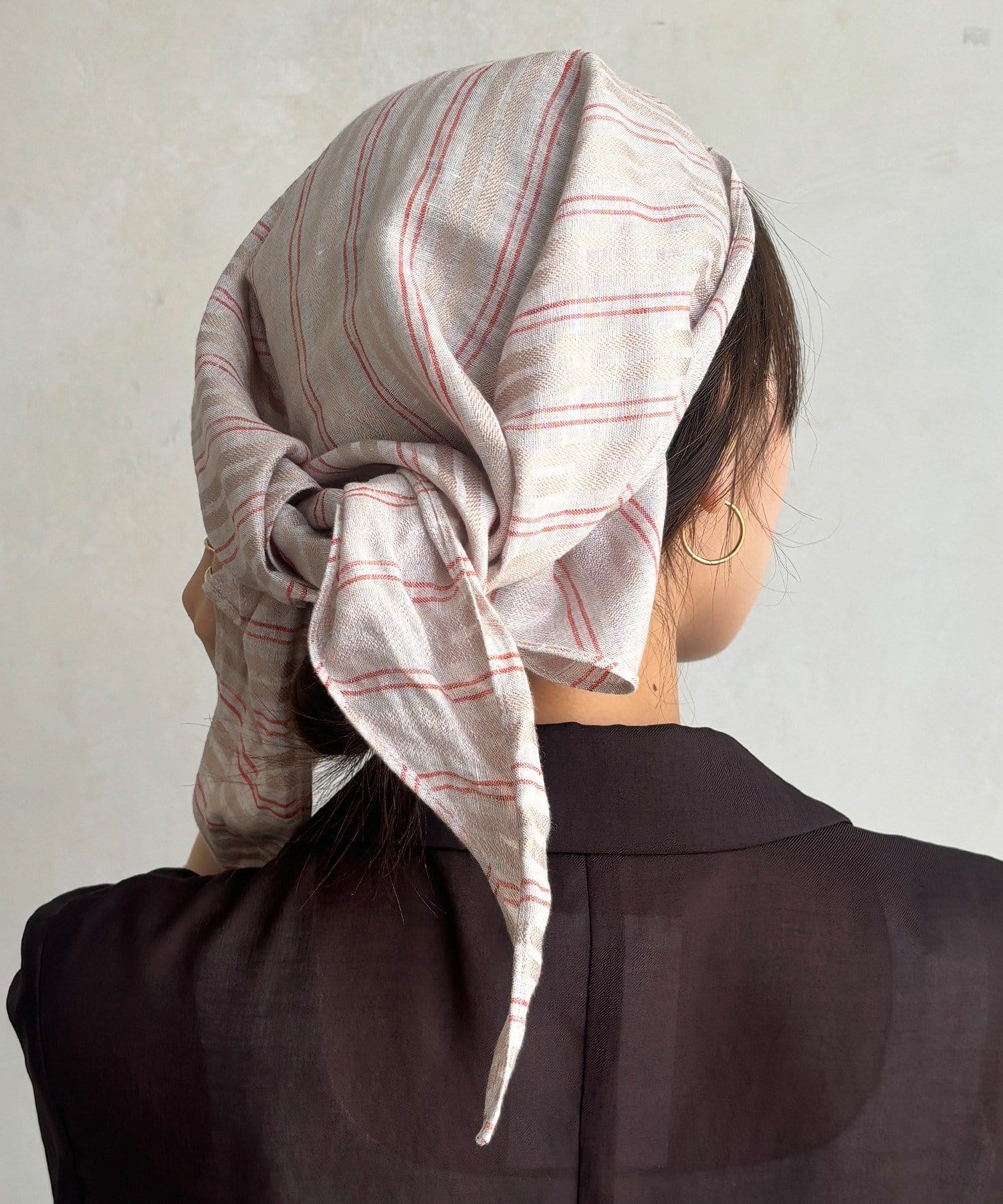 DOUDOU(ドゥドゥ) リネン混ストライプストール付パンツ