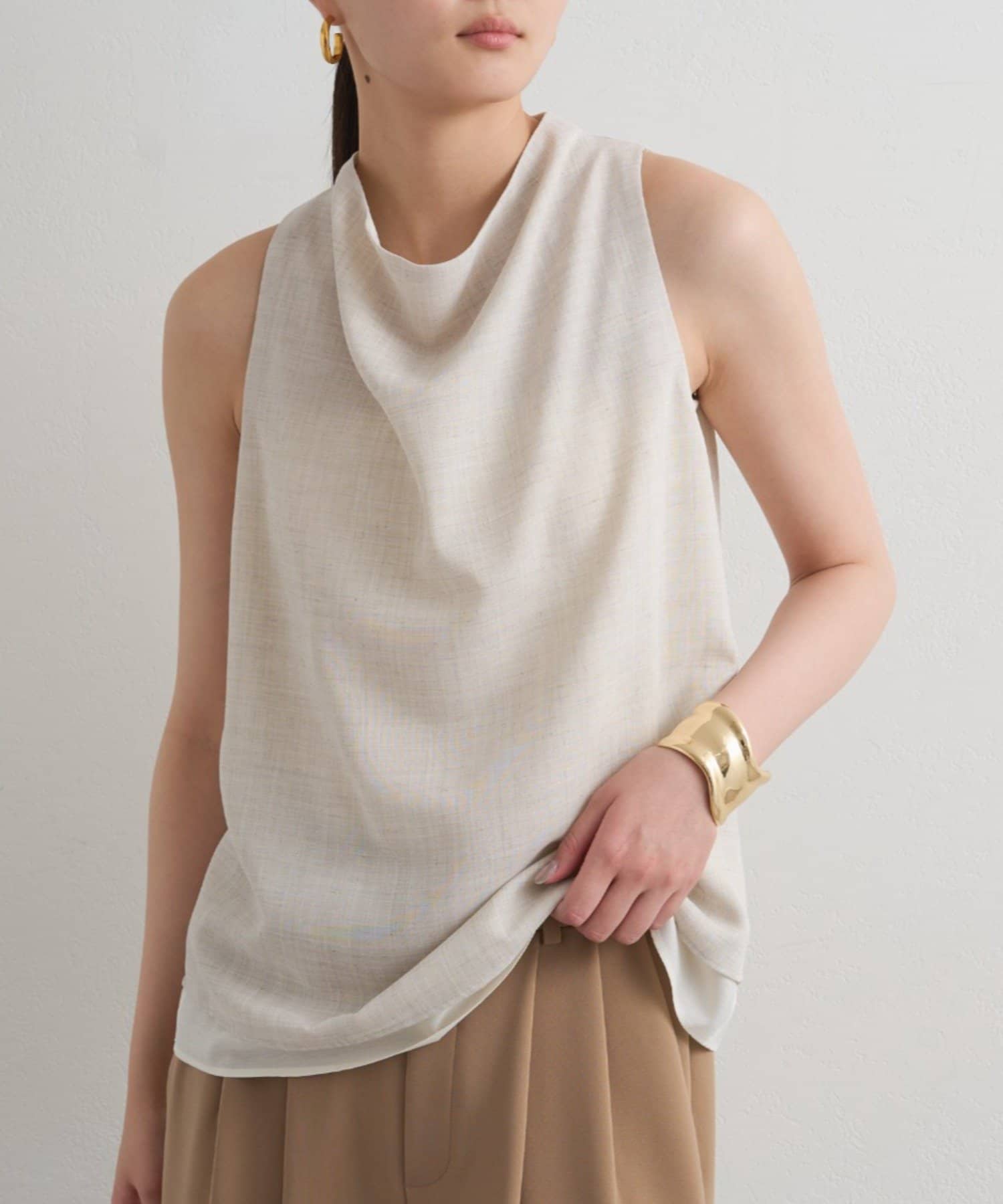 LOUNGEDRESS(ラウンジドレス) 麻調ドレープブラウス