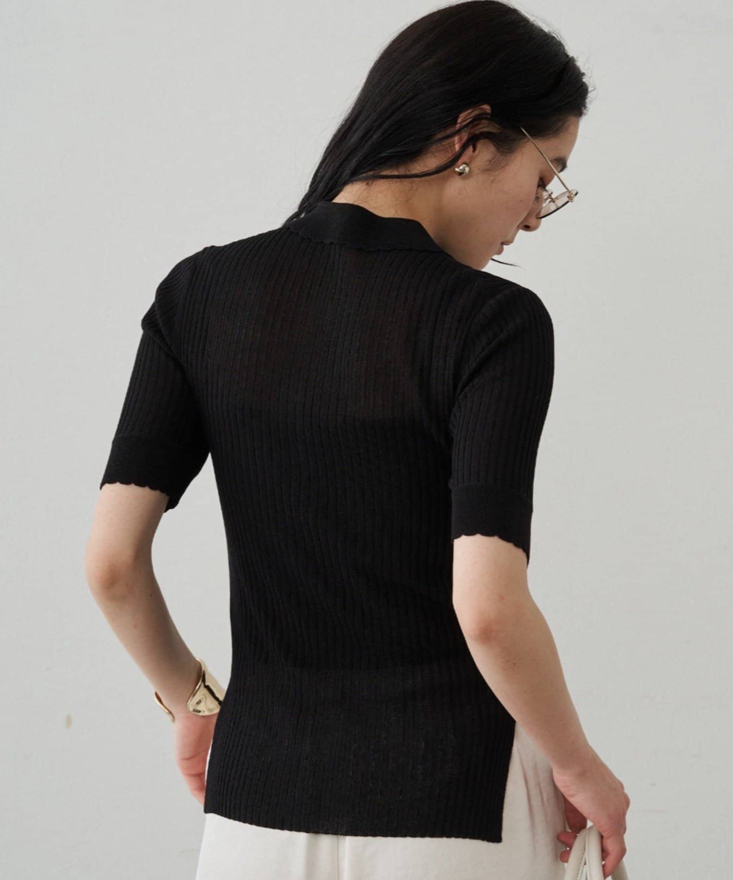 LOUNGEDRESS(ラウンジドレス) シアーリブポロニット