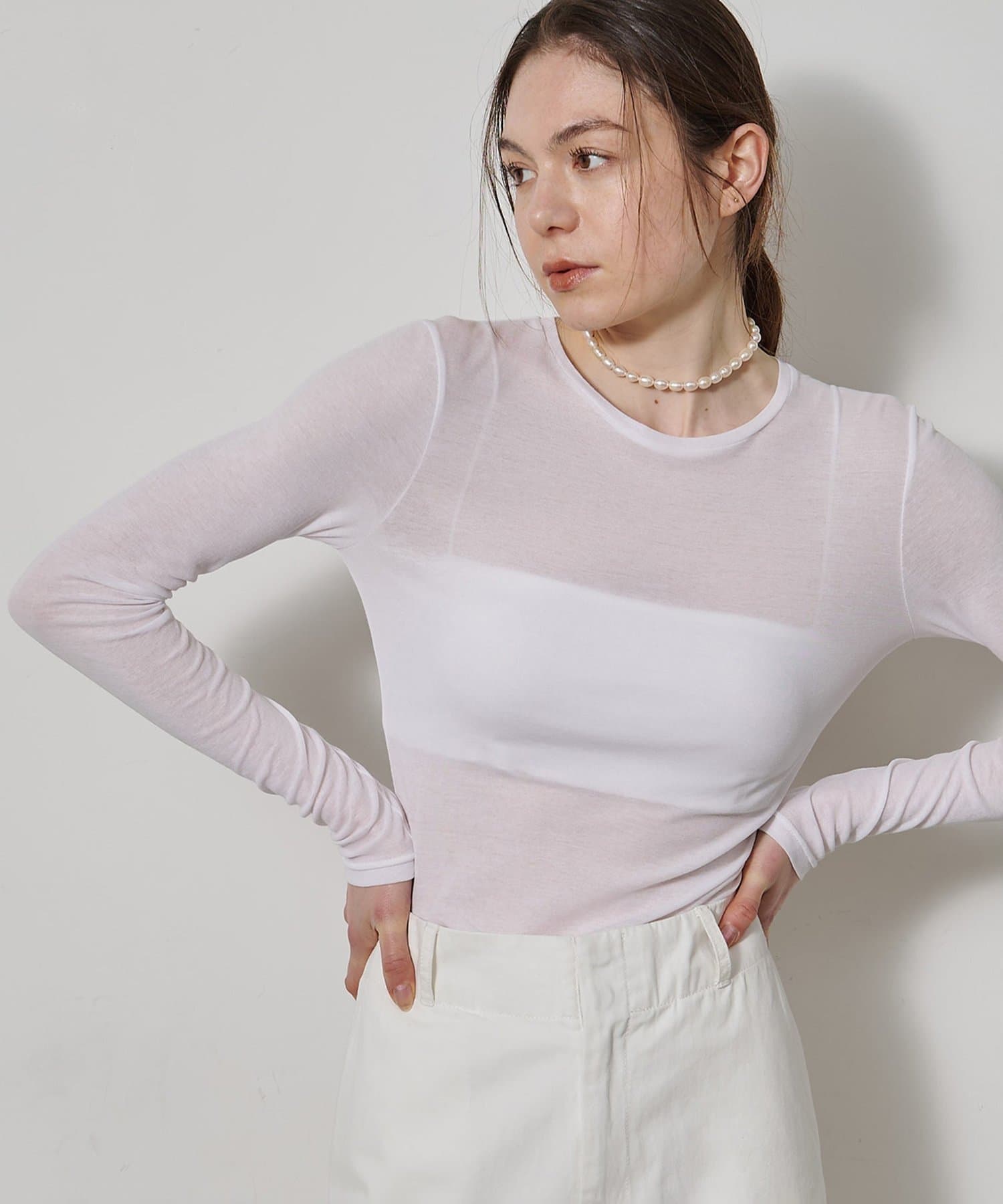 Whim Gazette(ウィム ガゼット) シアーストレッチロンTEE