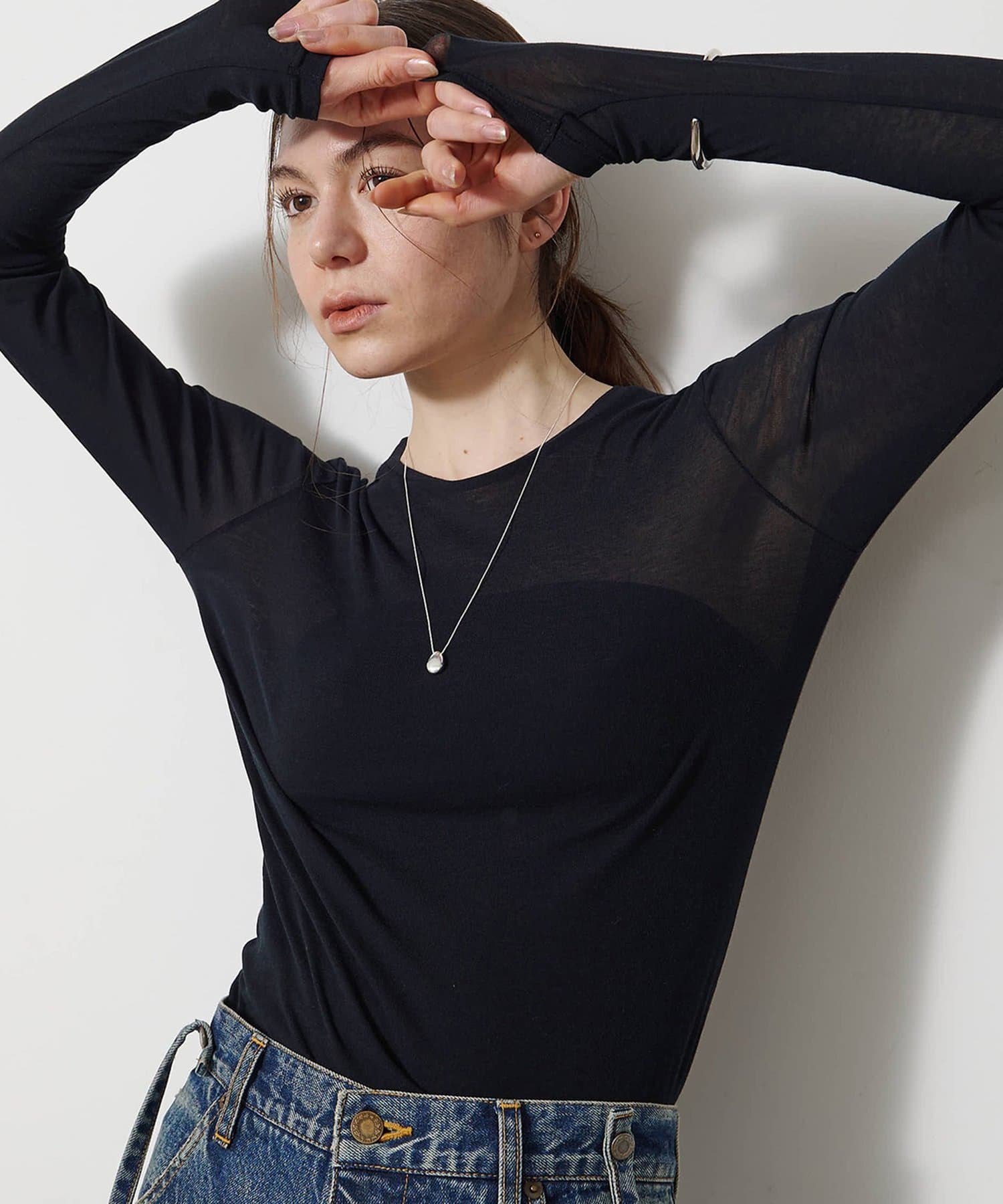 Whim Gazette(ウィム ガゼット) シアーストレッチロンTEE