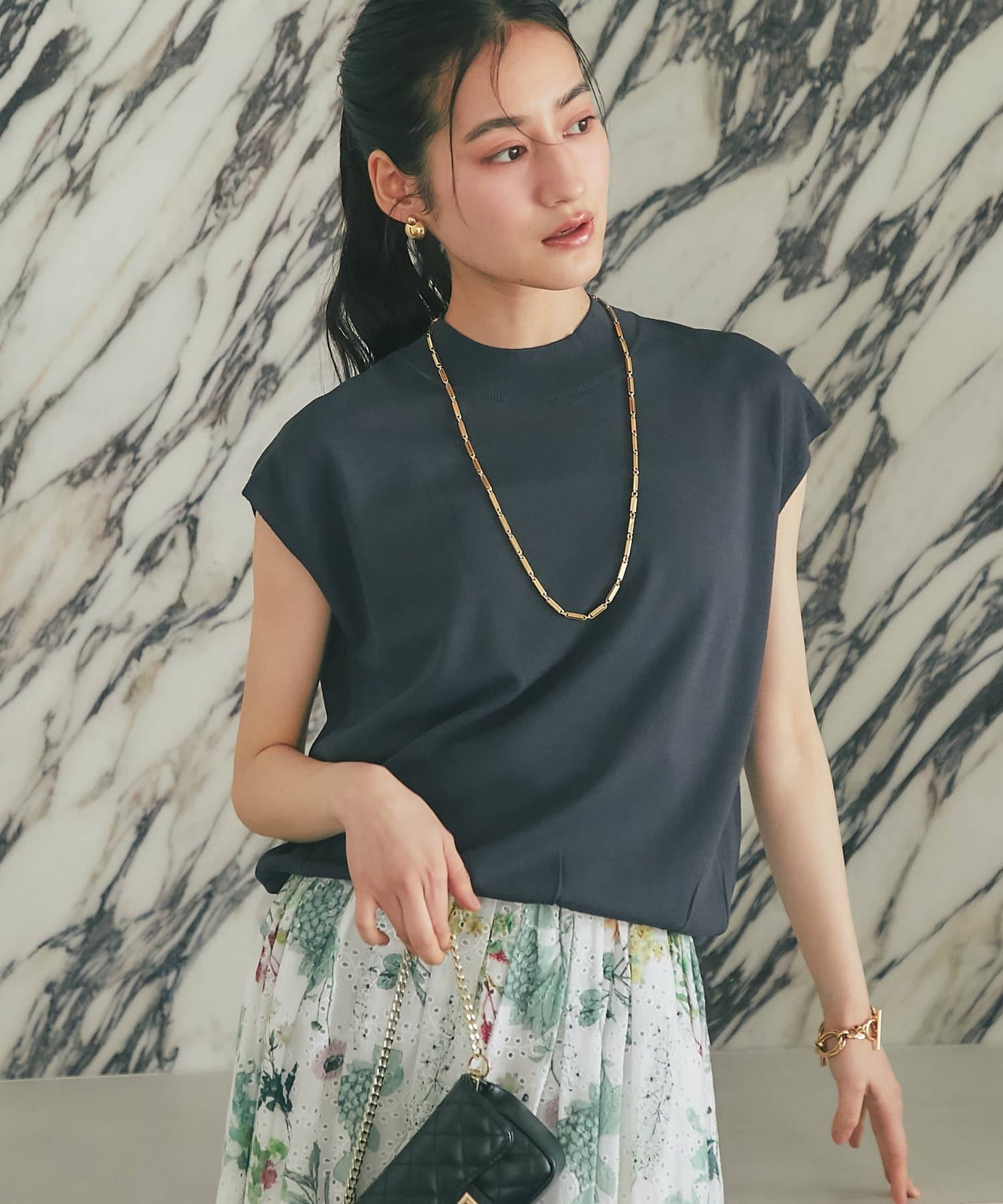 La boutique BonBon(ラブティックボンボン) クールタッチUVハイネックフレンチニット