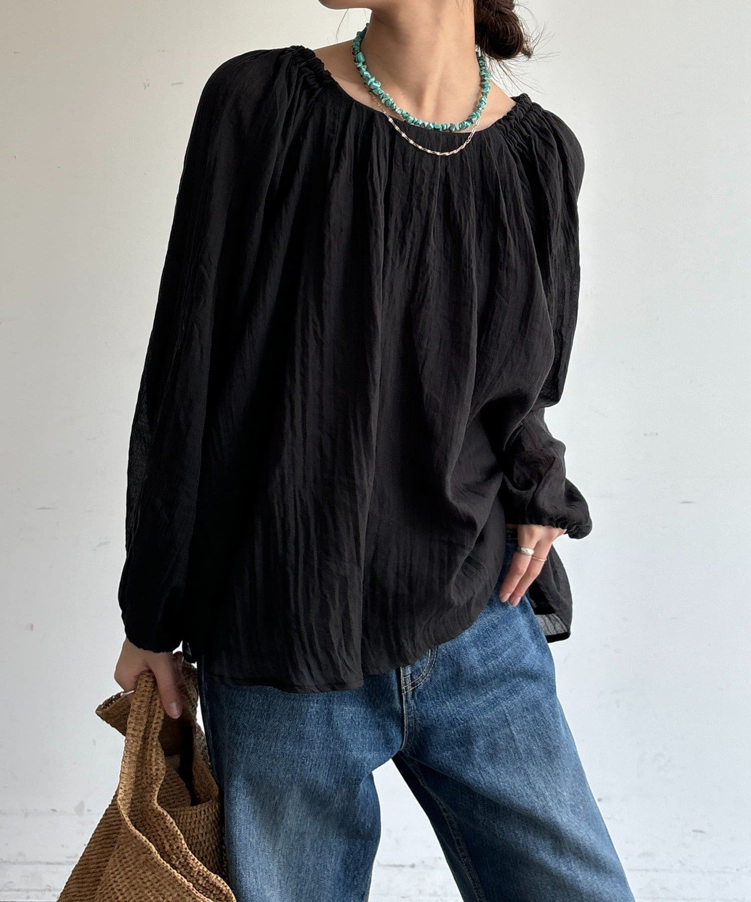 DOUDOU(ドゥドゥ) フラッフィーオフショルブラウス