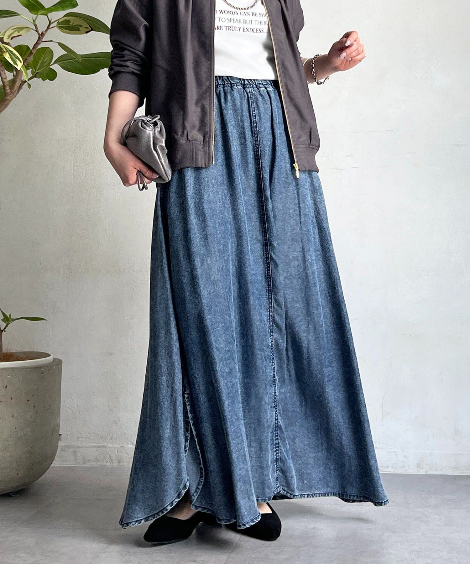 un dix cors(アンディコール) パウダーデニムサークルスカート