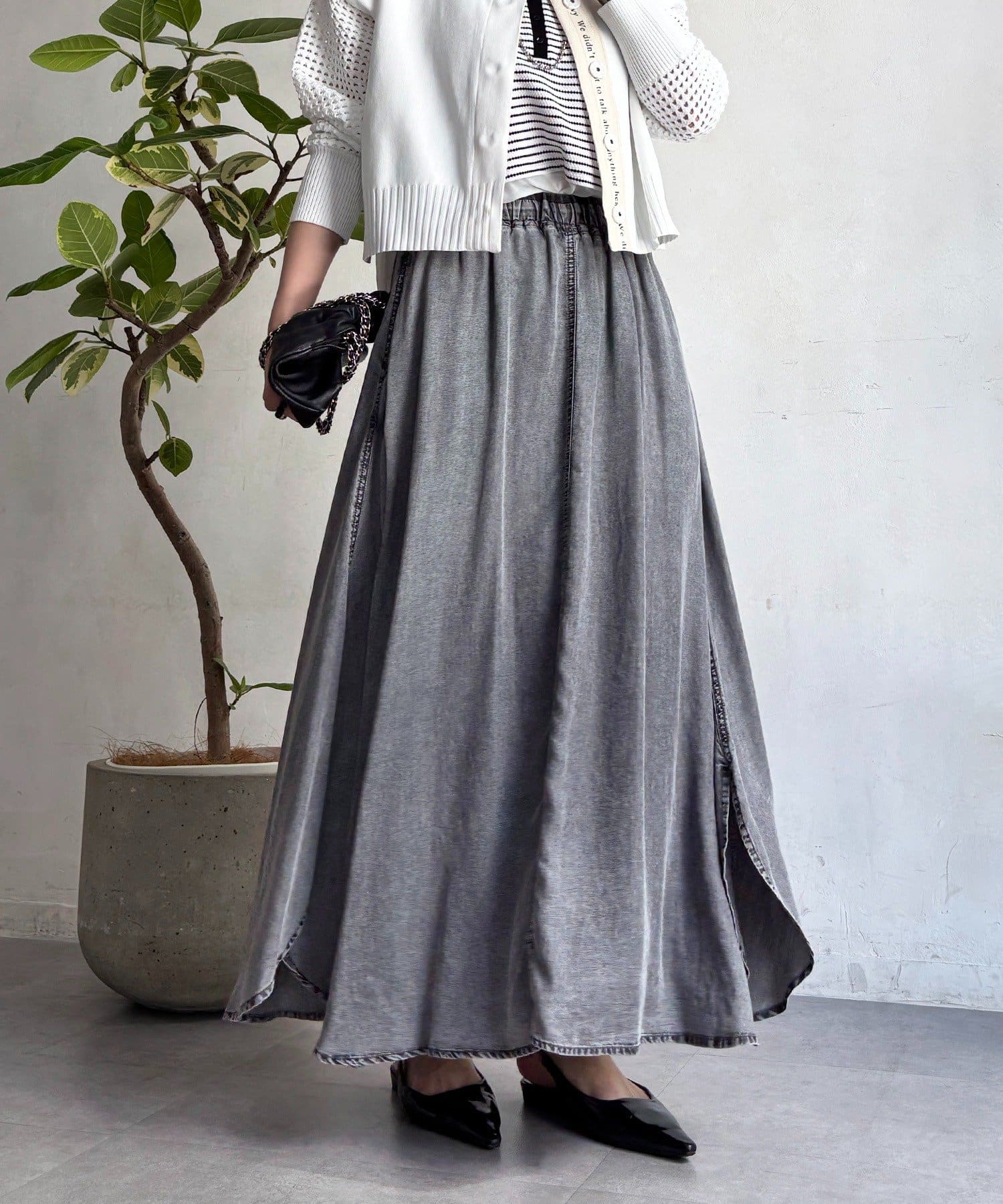 un dix cors(アンディコール) パウダーデニムサークルスカート