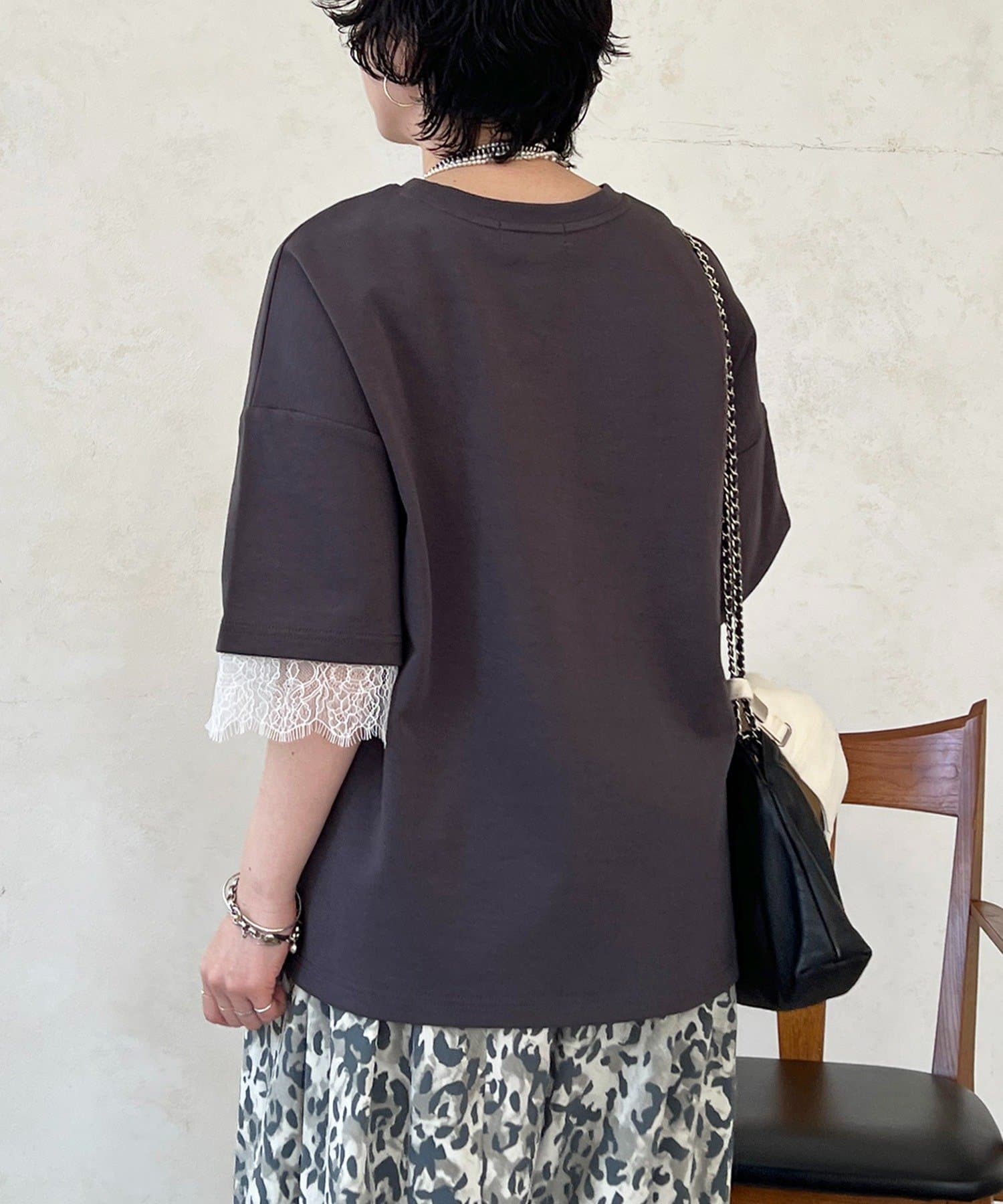 un dix cors(アンディコール) レーススリーブTEE