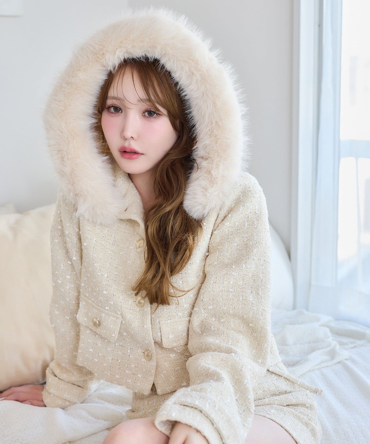 NICE CLAUP / OLIVE des OLIVE OUTLET(ナイスクラップ  / オリーブ デ オリーブ アウトレット) 【one after anoter】ツイードフードジャケット