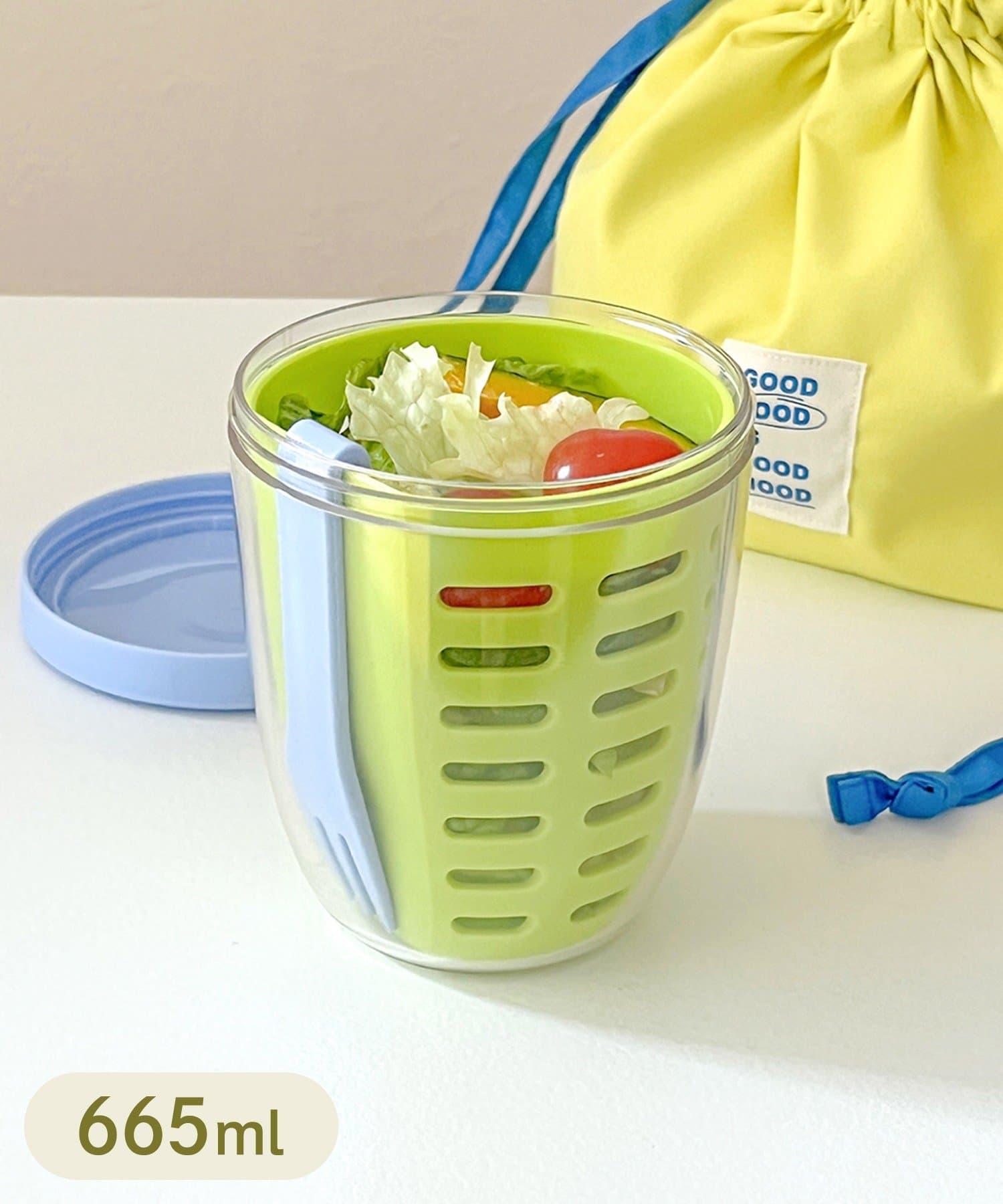 3COINS(スリーコインズ) ザル付きサラダコンテナ