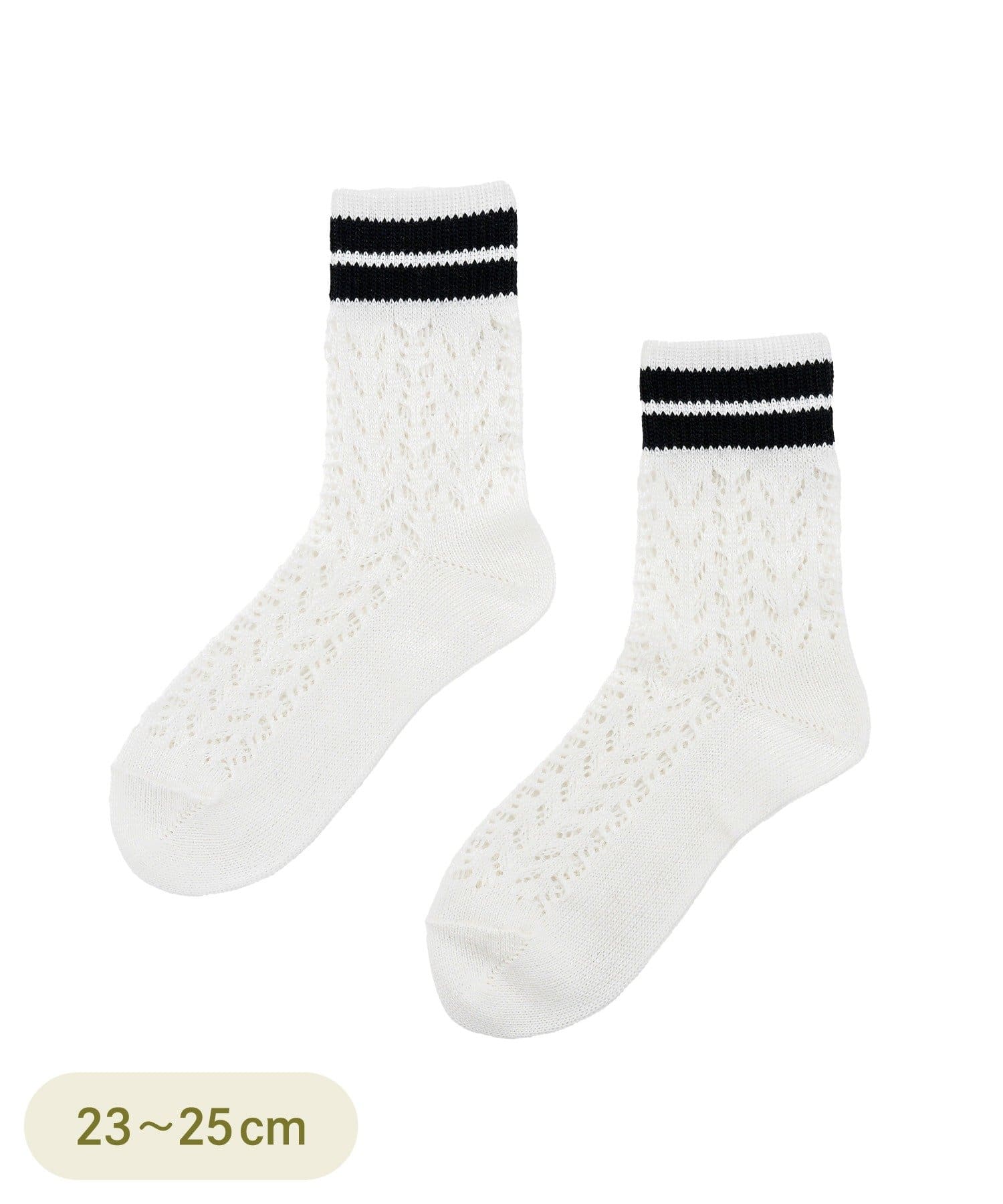 3COINS(スリーコインズ) 2本ラインレース編みソックス