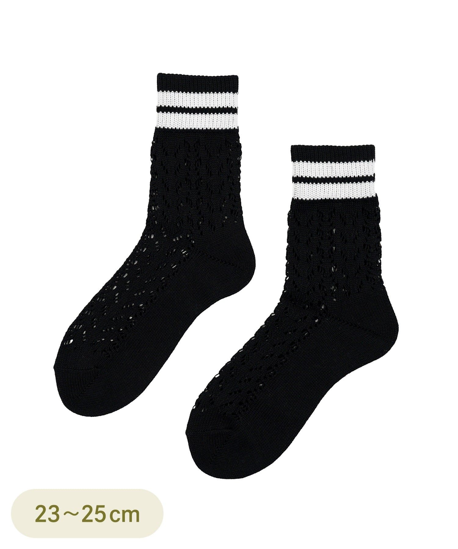 3COINS(スリーコインズ) 2本ラインレース編みソックス