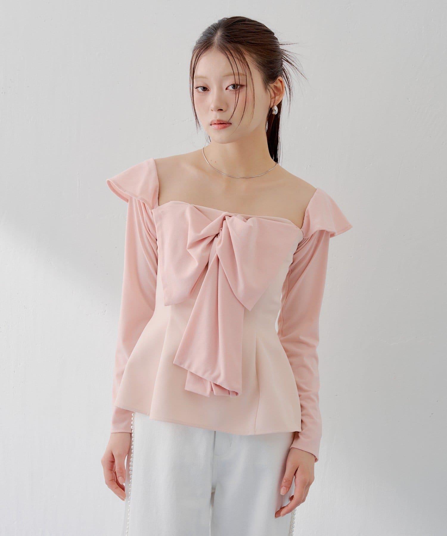 Chico(チコ) 【SALON by Chico】2way BIGリボンオフショルベアブラウス