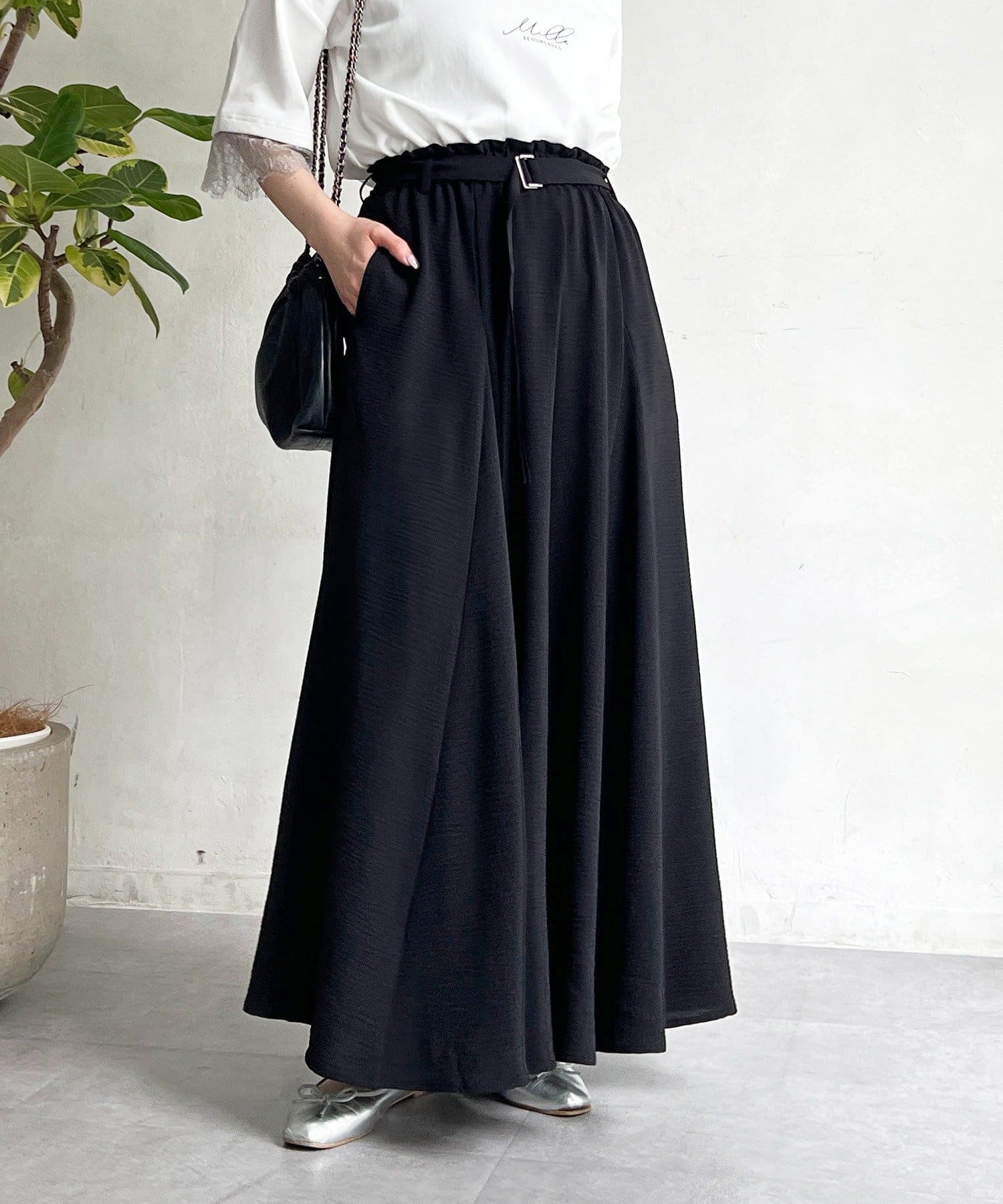 un dix cors(アンディコール) 麻調ベルトパンツ