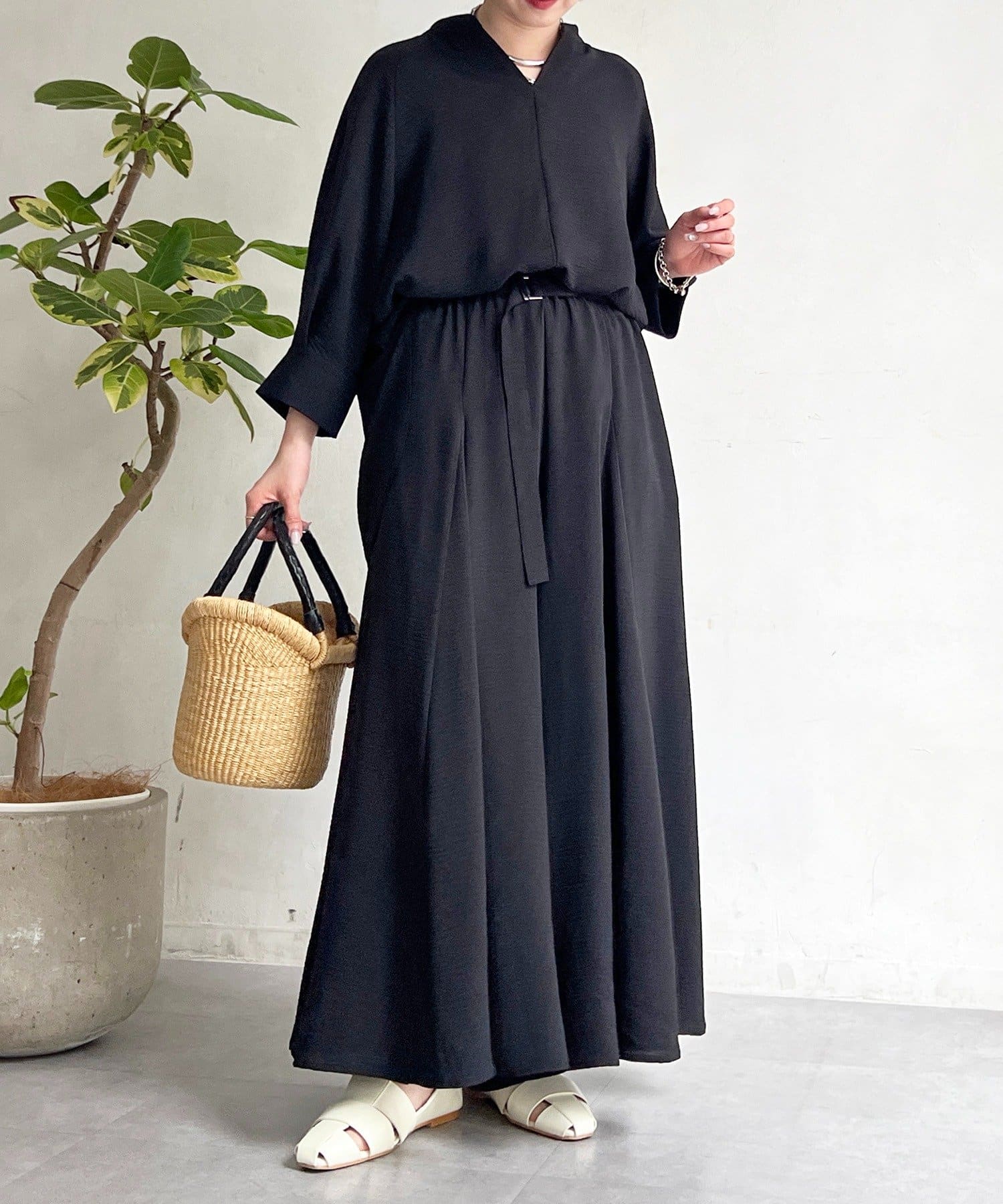 un dix cors(アンディコール) 麻調ベルトパンツ