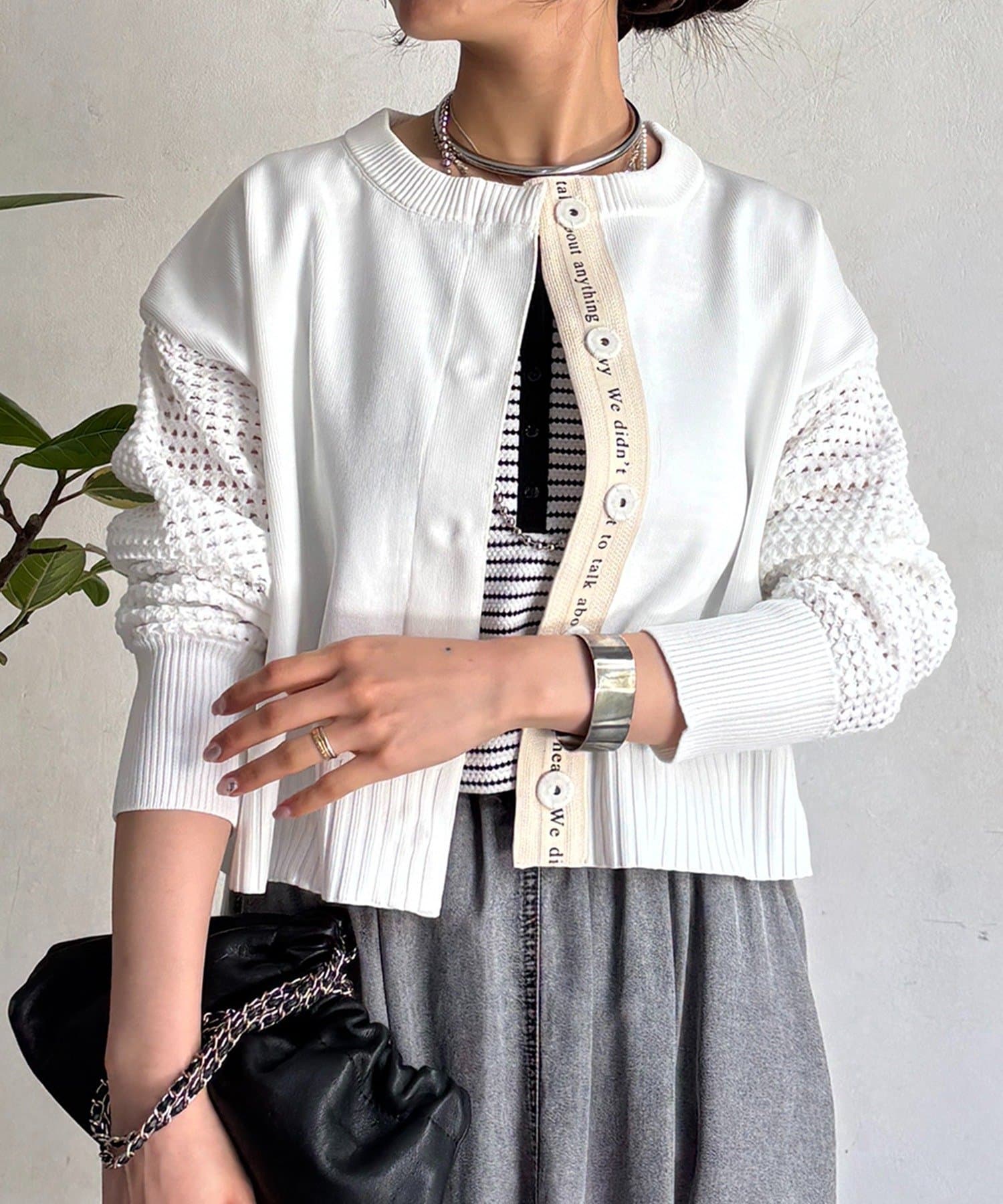 un dix cors(アンディコール) メッシュ袖カーデ