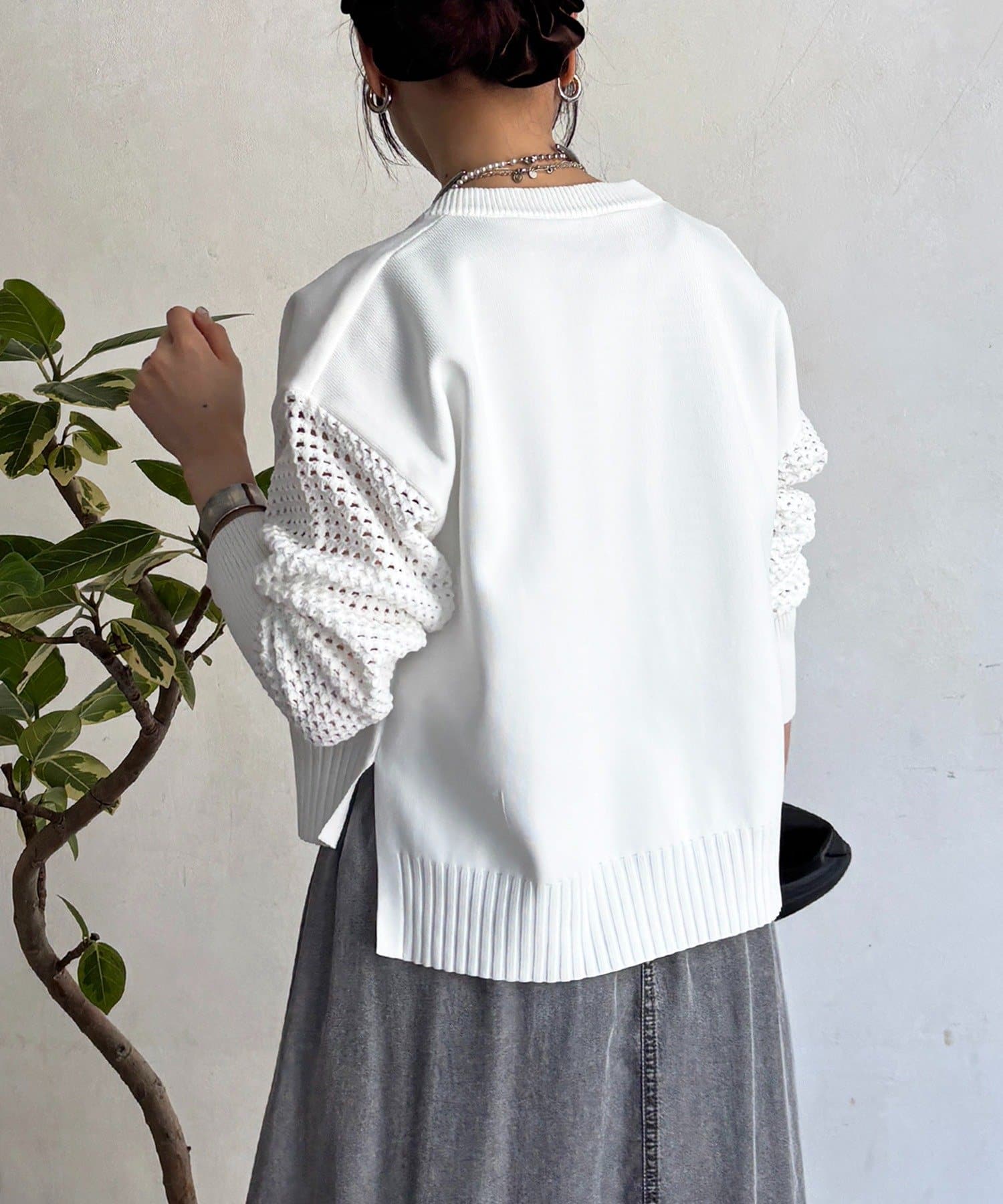 un dix cors(アンディコール) メッシュ袖カーデ