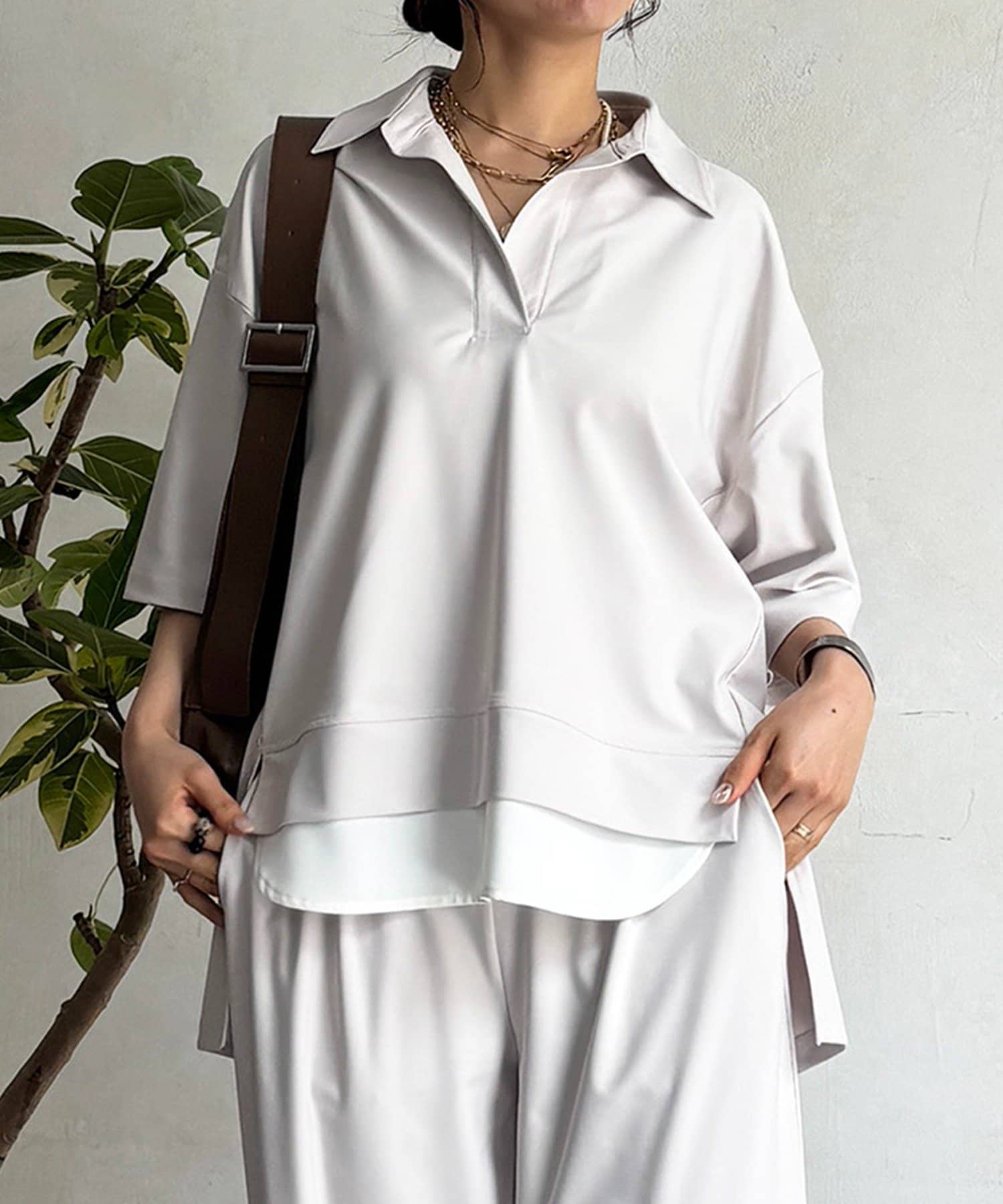 un dix cors(アンディコール) スキッパーシャツ×パンツセットアップ