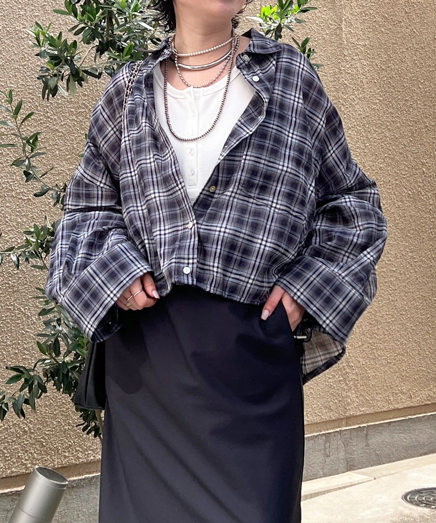 un dix cors(アンディコール) ショートチェックシャツ