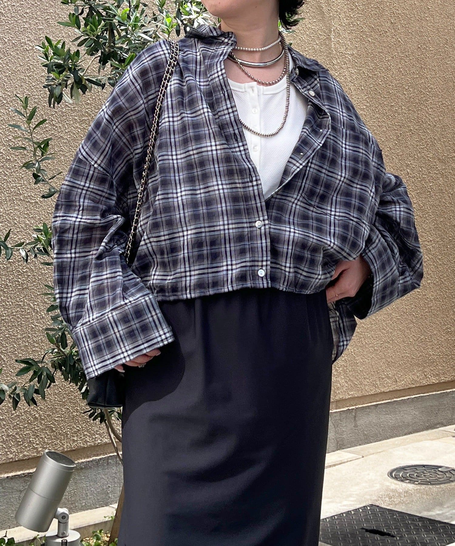 un dix cors(アンディコール) ショートチェックシャツ