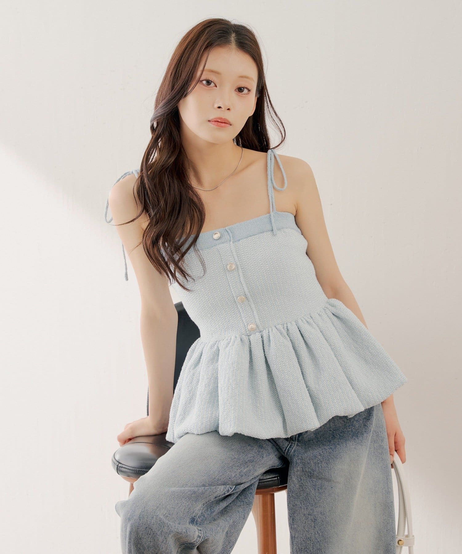 Chico(チコ) 【3/12(木) 0:00～予約開始】ペプラムニットベアトップス