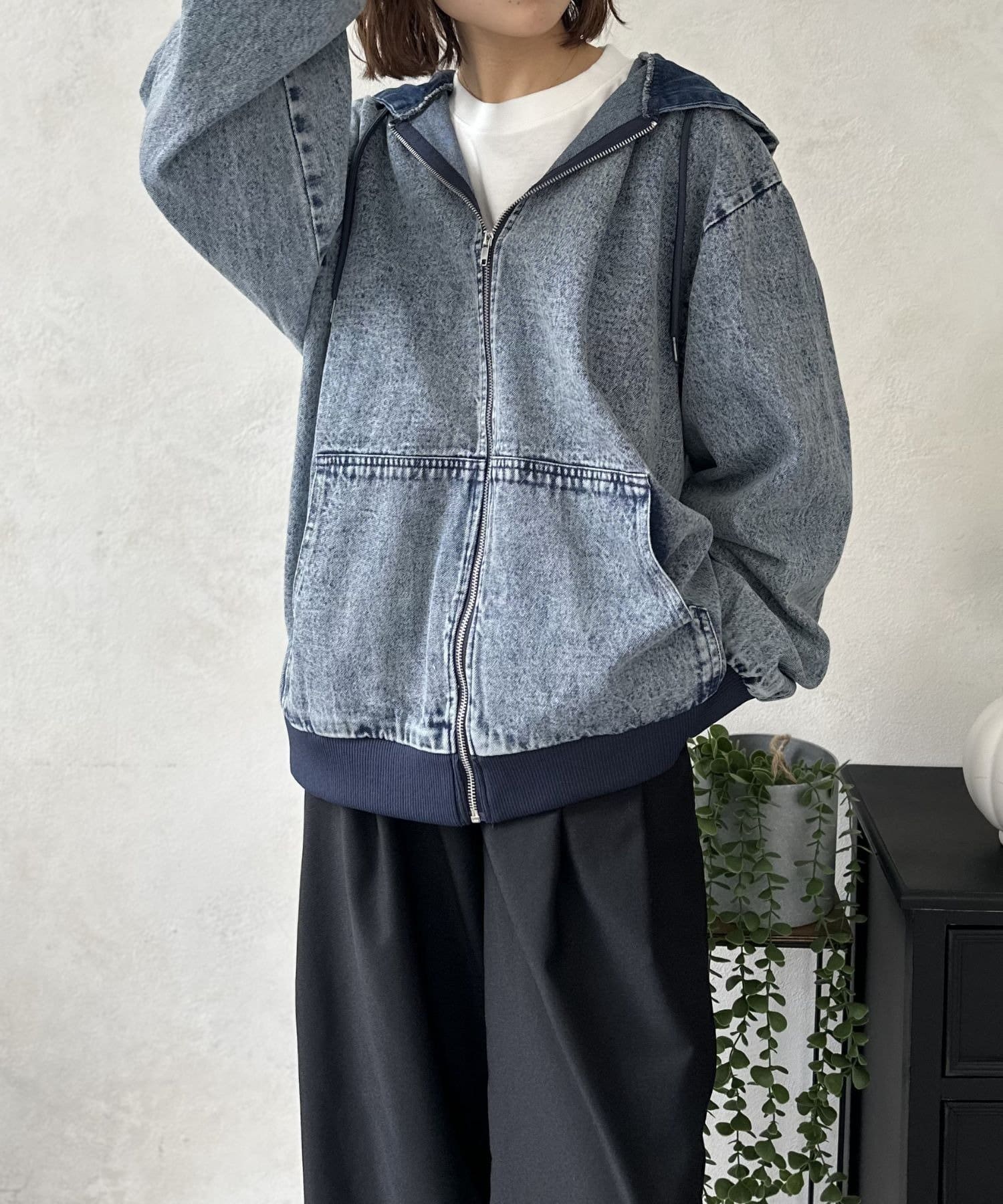 LOCUST(ローカスト) 【ユニセックス】デニムフルジップパーカー