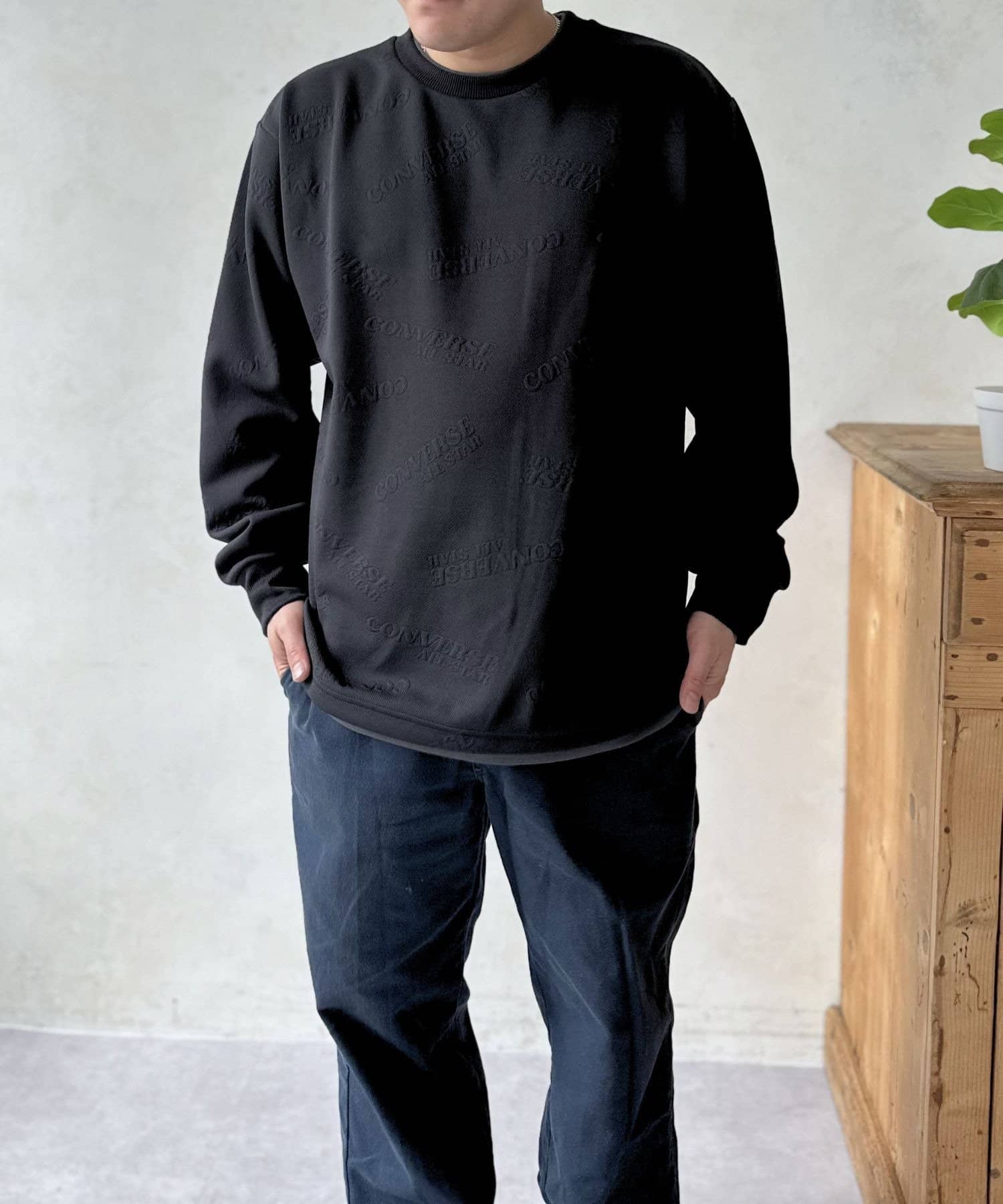 LOCUST(ローカスト) 【CONVERSE】ロゴジャガードフェイクレイヤードT