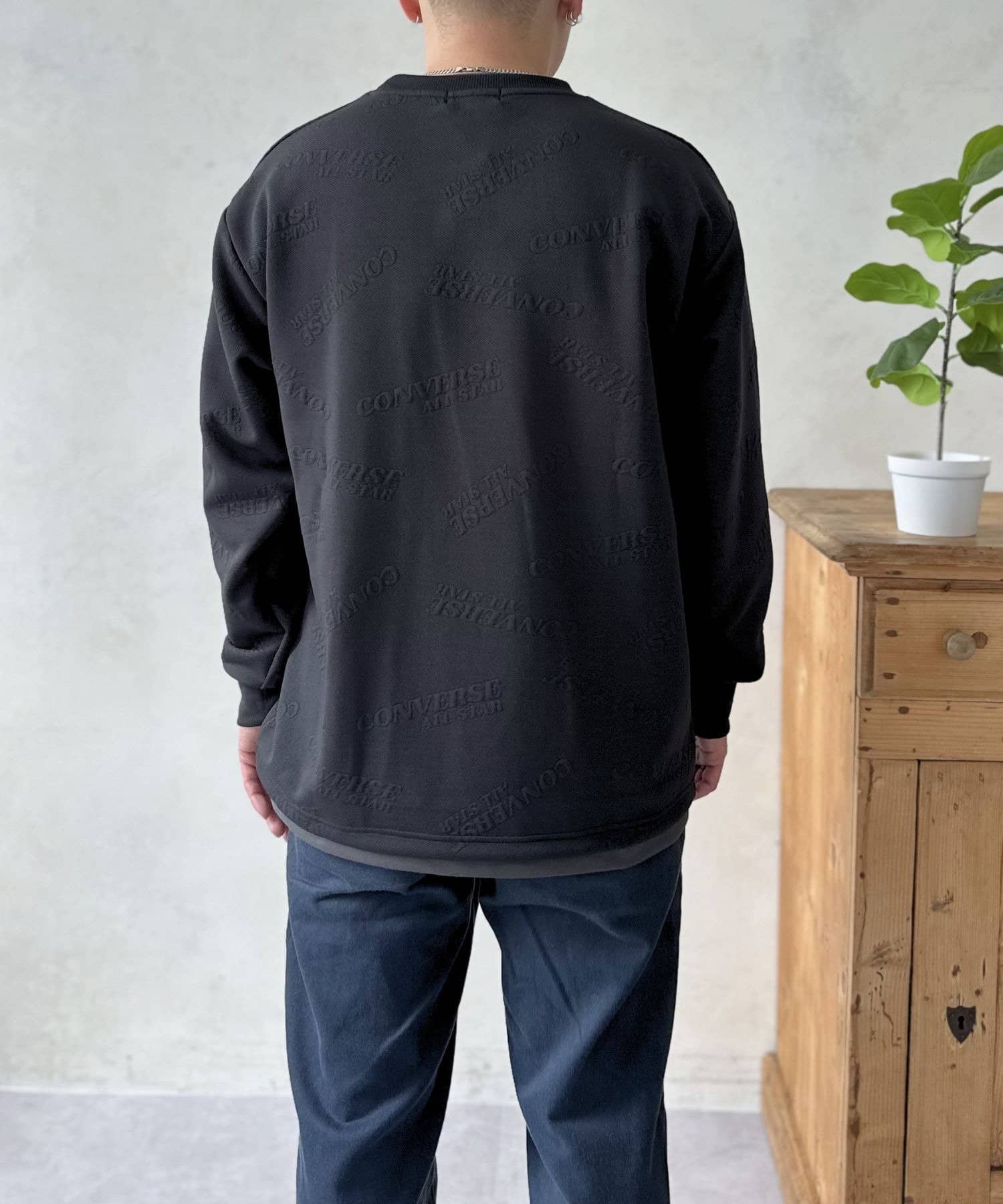 LOCUST(ローカスト) 【CONVERSE】ロゴジャガードフェイクレイヤードT