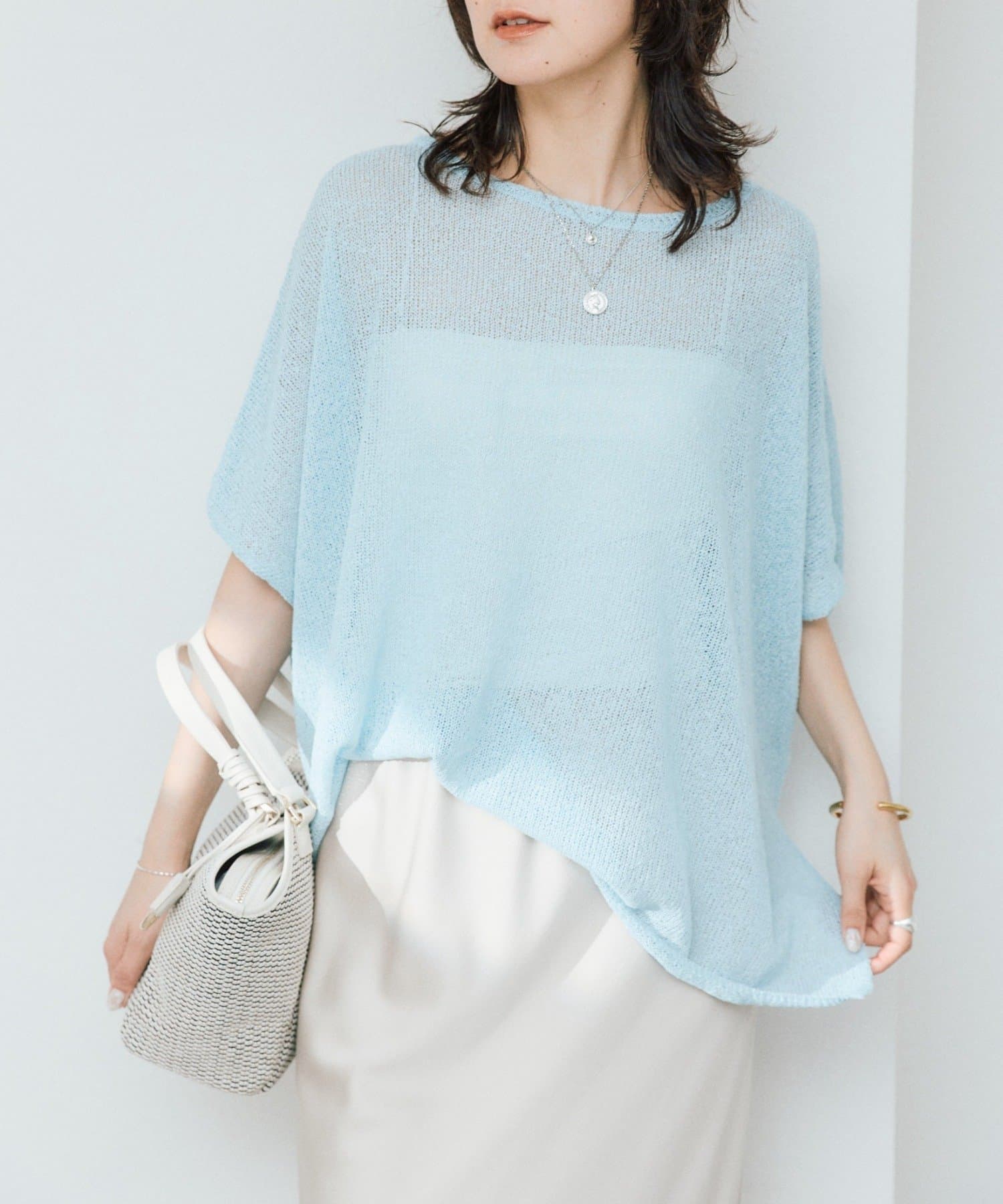 RIVE DROITE(リヴドロワ) 予約【通気性/吸水速乾性/軽量/防シワ性】ペーパーポンチョニット・2/5月下旬お届け予定