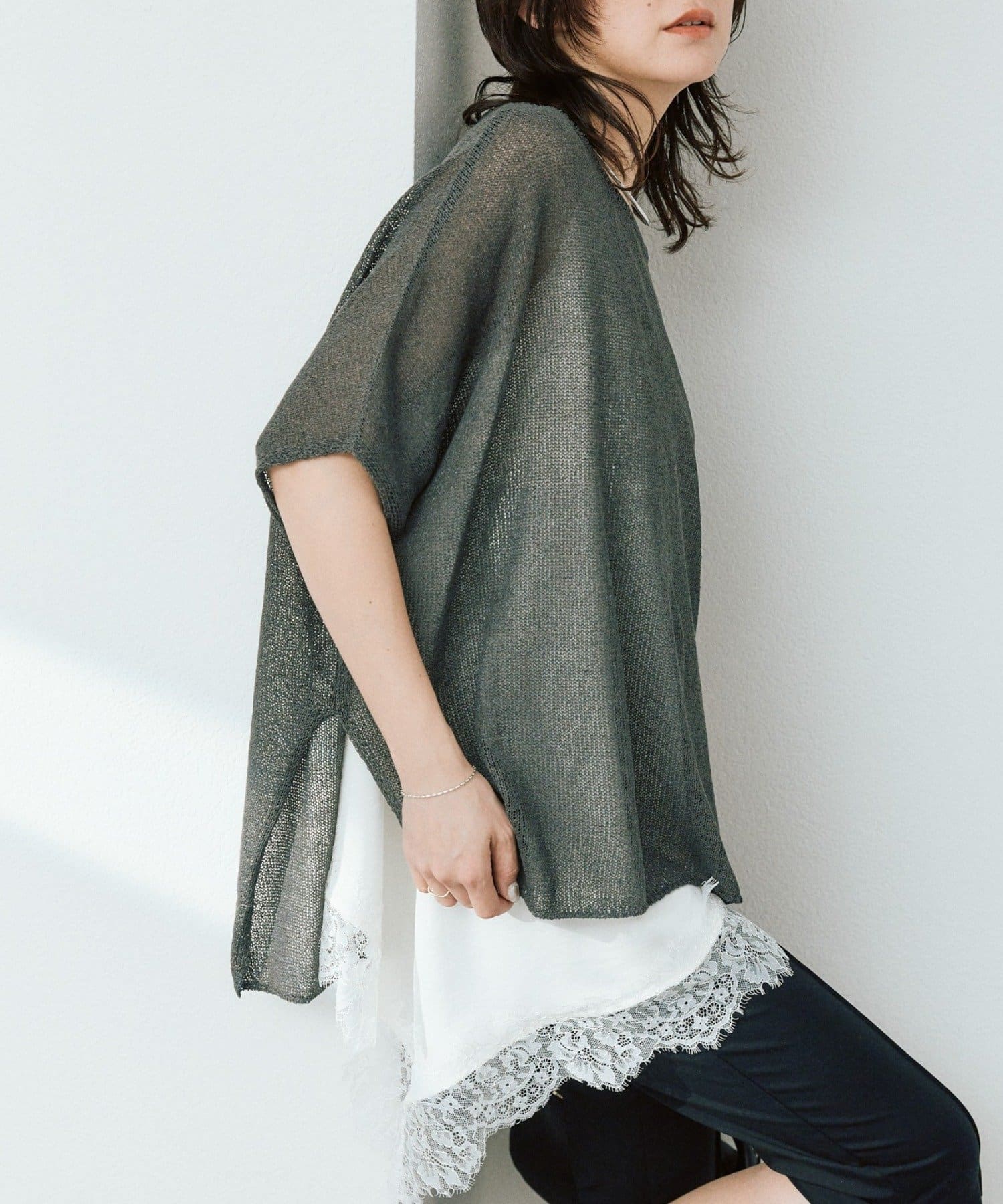 RIVE DROITE(リヴドロワ) 予約【通気性/吸水速乾性/軽量/防シワ性】ペーパーポンチョニット・2/5月下旬お届け予定