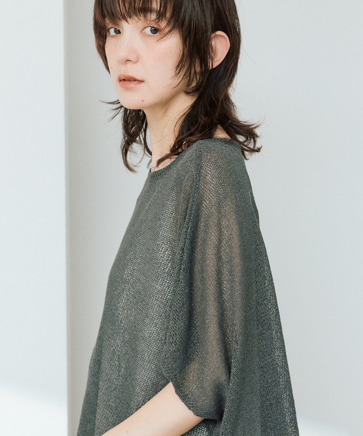 RIVE DROITE(リヴドロワ) 予約【通気性/吸水速乾性/軽量/防シワ性】ペーパーポンチョニット・2/5月下旬お届け予定