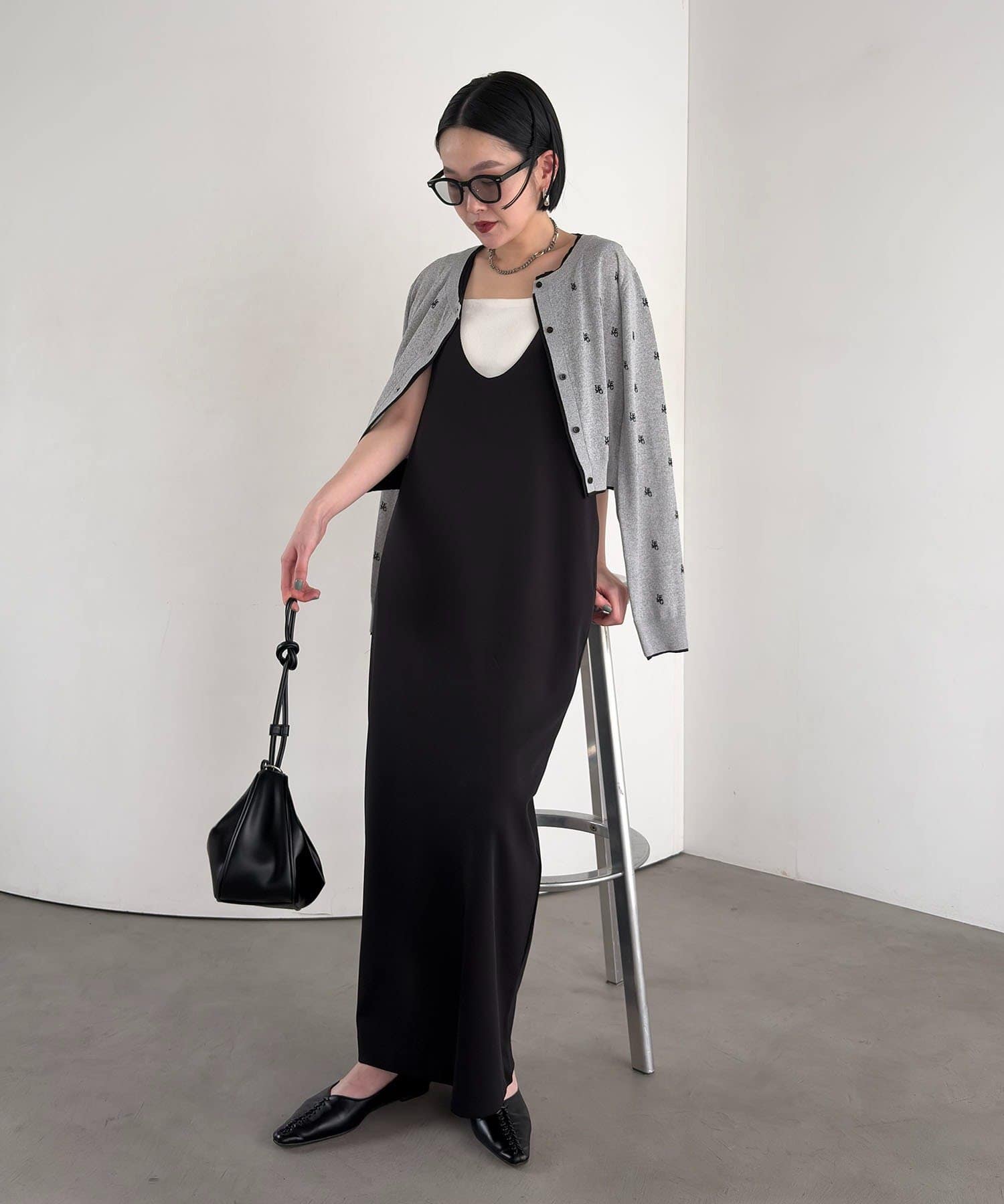 CAPRICIEUX LE'MAGE(カプリシュレマージュ) 【tani企画】UネックIラインワンピース